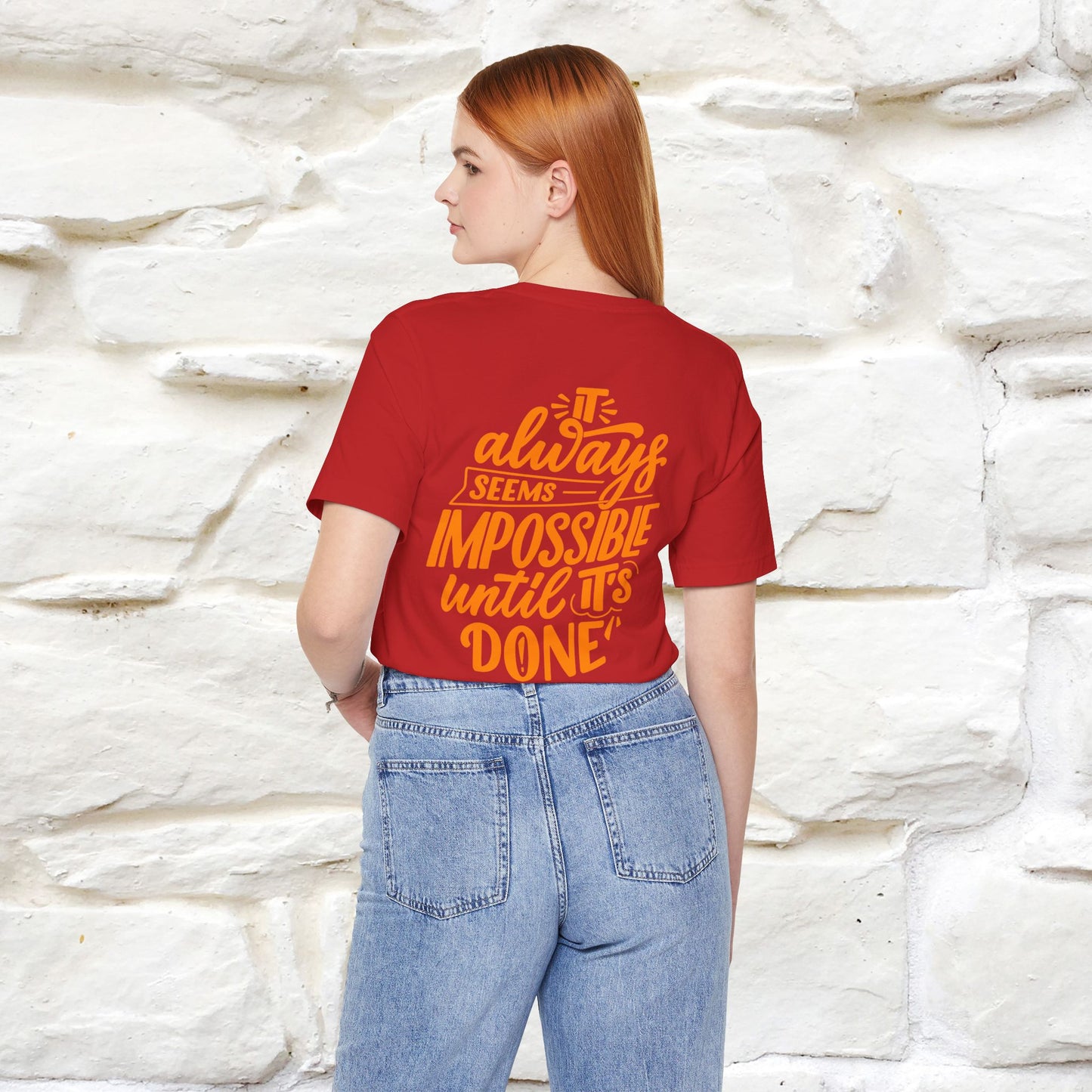 "It Always Seems Impossible Until It’s Done" Cat T-Shirt| Front & Back Design | Nunu&Miao Studio