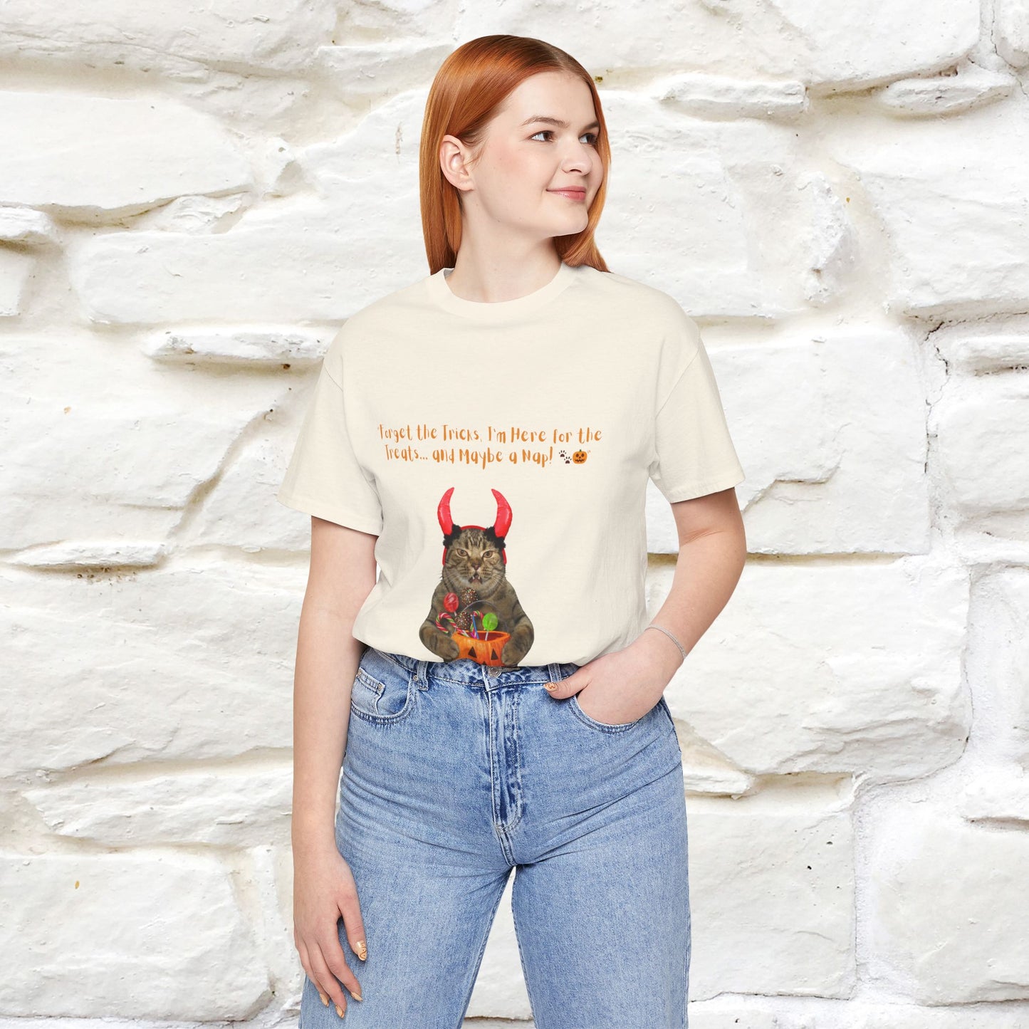 ''Forget The Tricks I am Here For The Treats ...And Maybe A Nap!'' Cat T-shirt for Men and Women 100% Cotton* - Nunu&Miao Studio