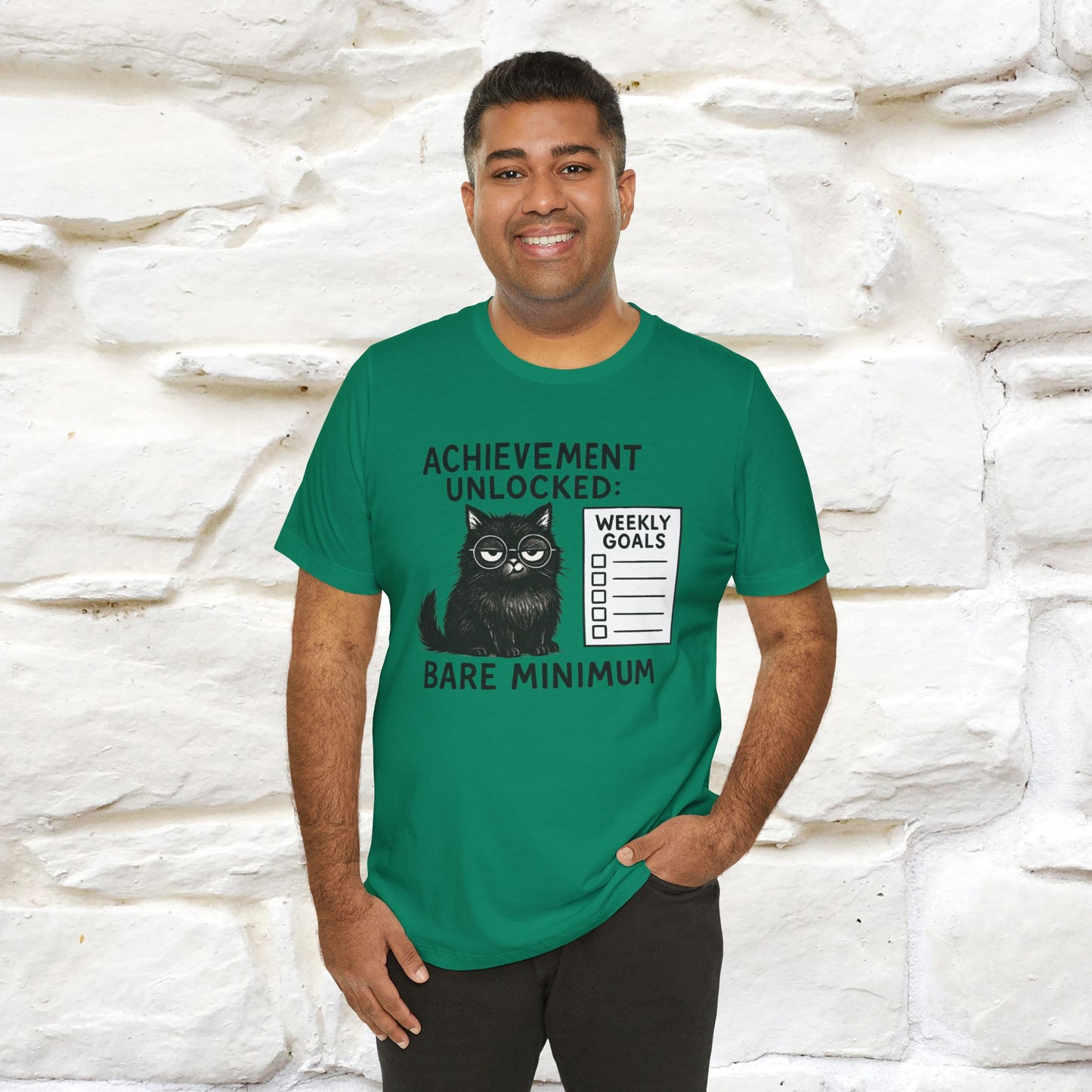 "Achievement Unlocked Bare Minimum." |Cat T-Shirt | Nunu&Miao Studio