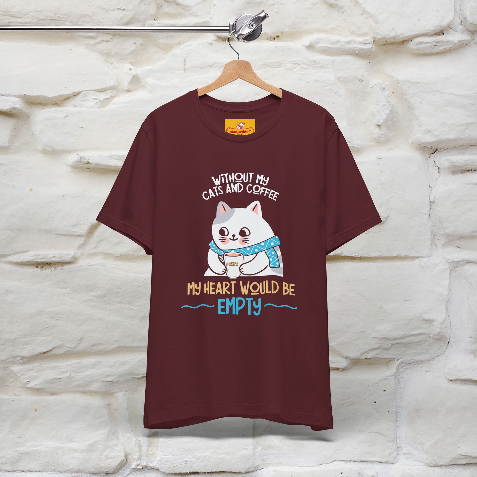 "Without My Cats and Coffee, My Heart Would Be Empty" Cat T-shirt | Nunu&Miao Studio - Nunu&Miao Studio