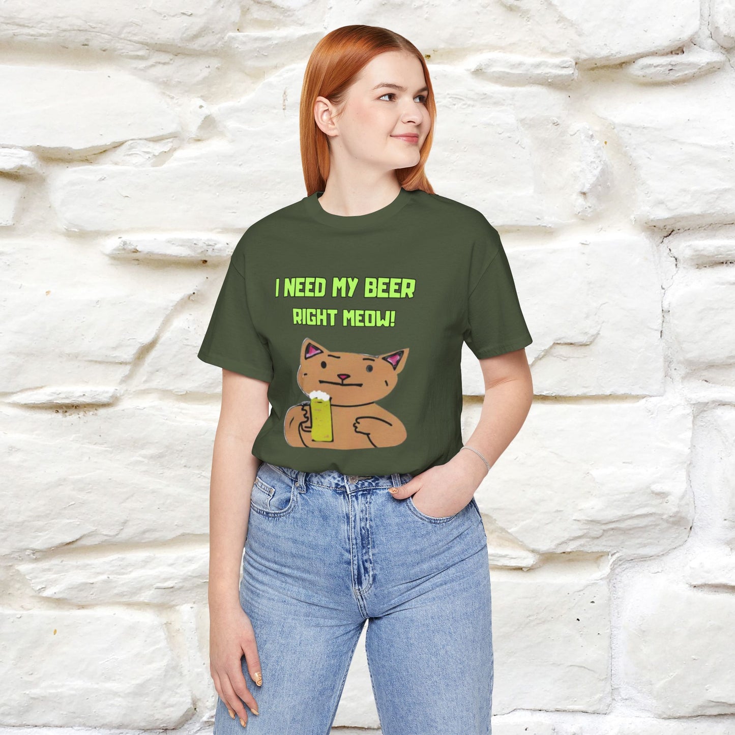 "I Need My Beer Right Meow!" Cat T-shirt |Nunu&Miao Studio