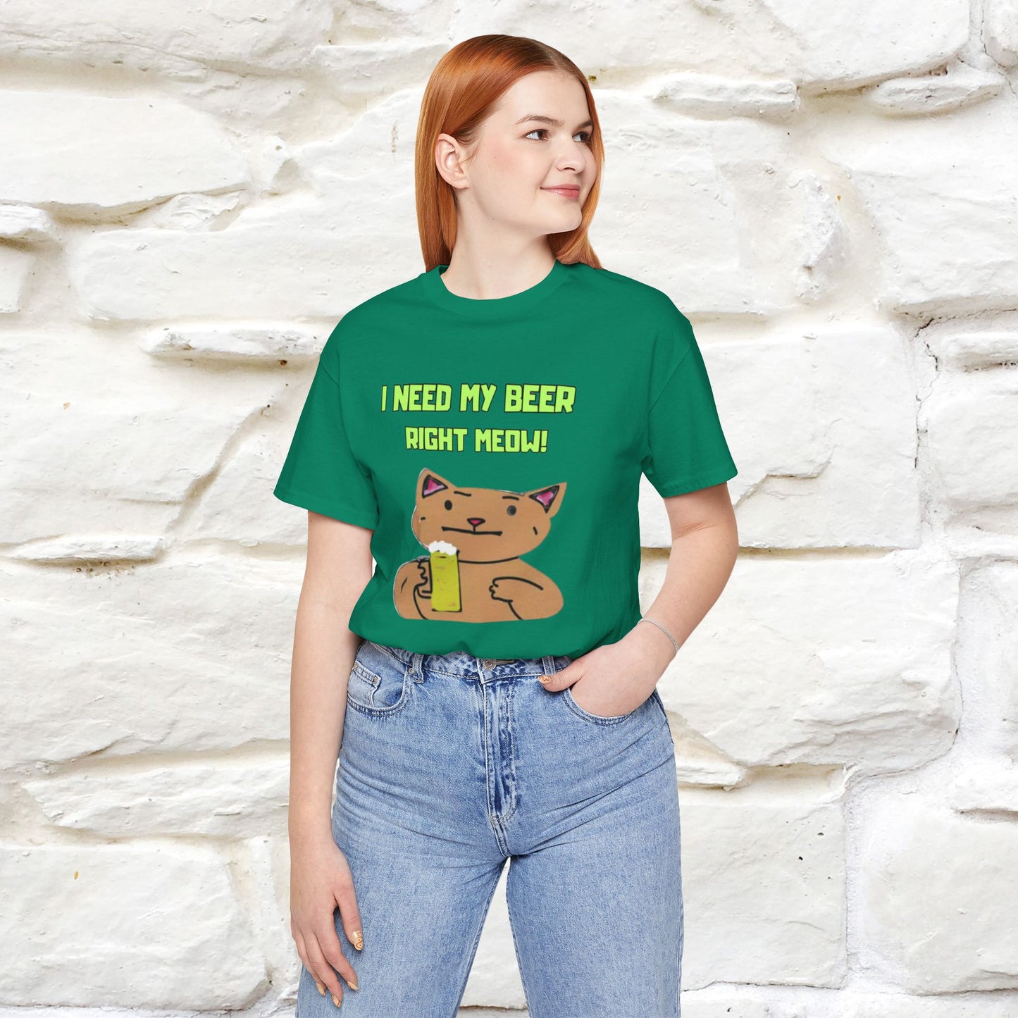 "I Need My Beer Right Meow!" Cat T-shirt |Nunu&Miao Studio