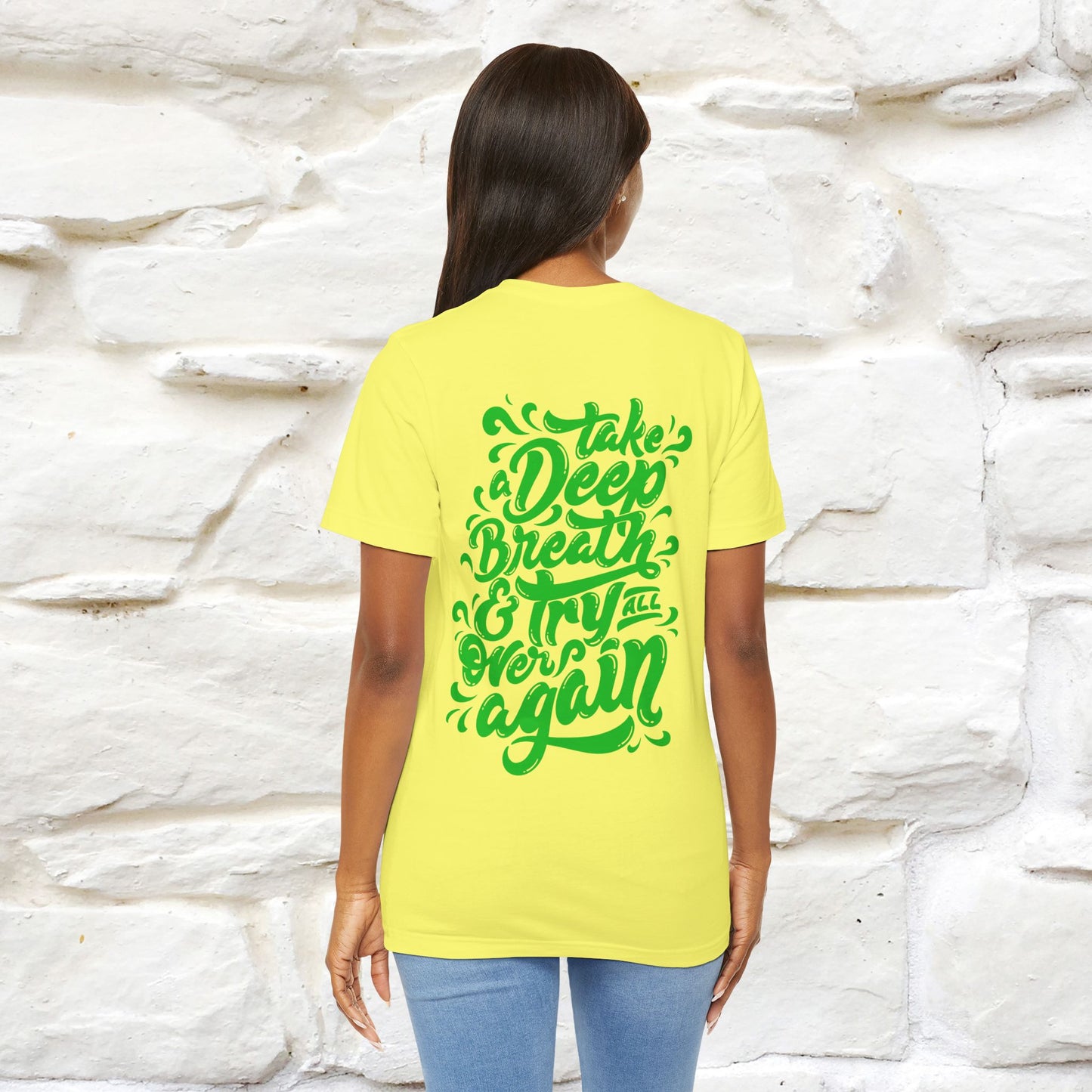 "Take a Deep Breath & Try All Over Again" Cat T-Shirt| Front & Back Design | Nunu&Miao Studio