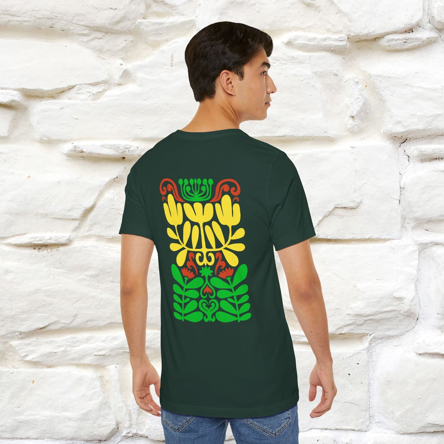 ''Floral Abstract'' Cat T-Shirt Front and Back Design | Nunu&Miao Studio