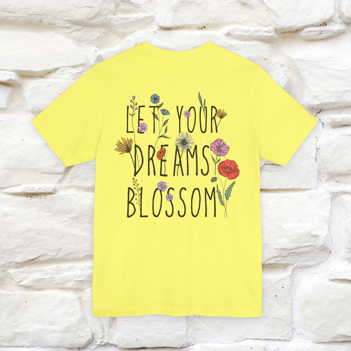 "Let Your Dreams Blossom'' Cat T-Shirt Front and Back Design | Nunu&Miao Studio