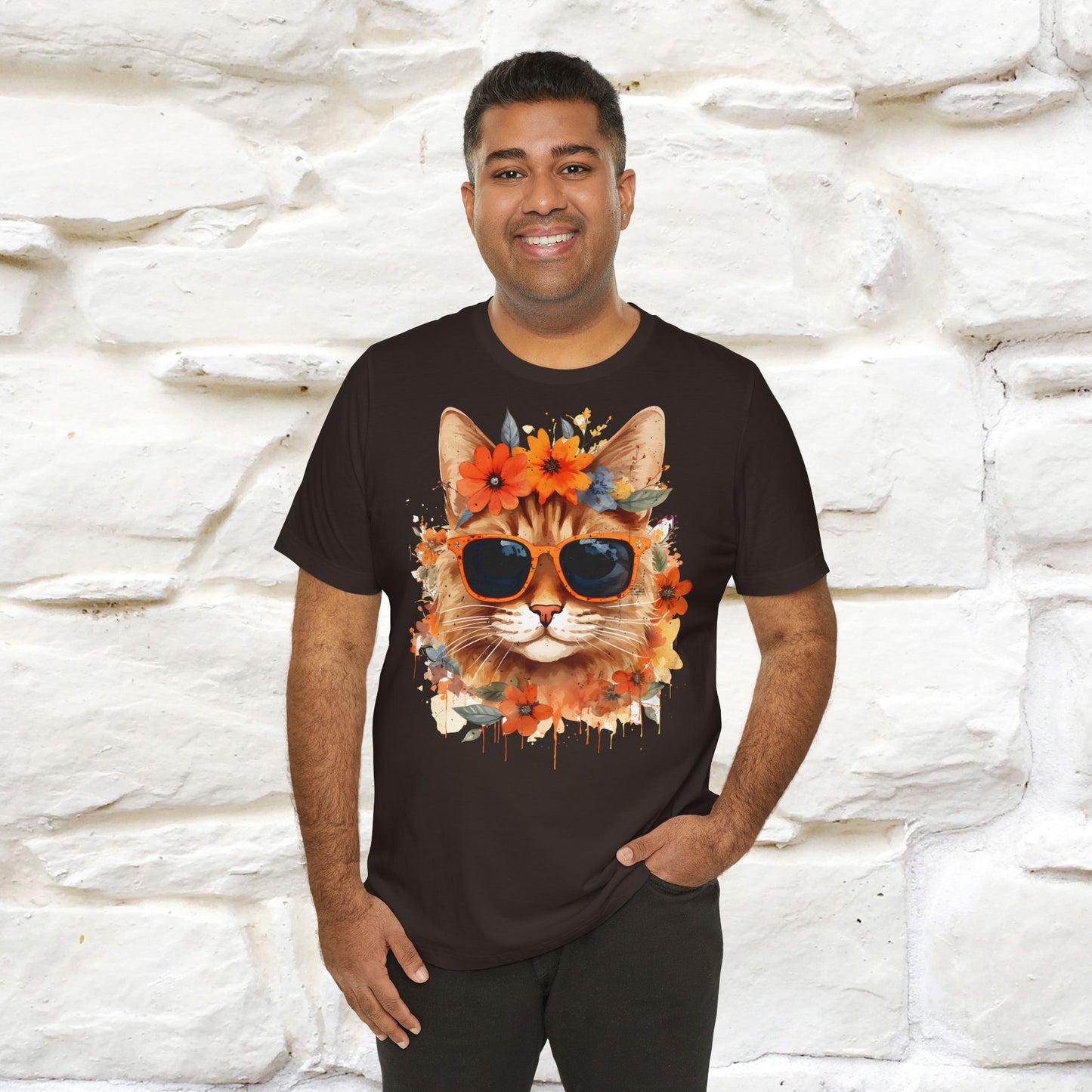 "Cool Cat in Bloom" T-shirt for Men and Women | 100% Cotton* - Nunu&Miao Studio
