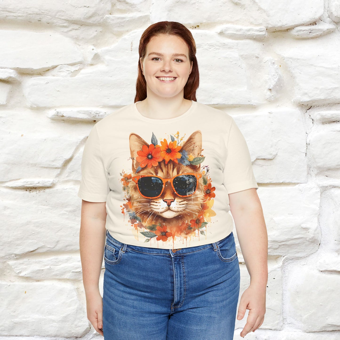 "Cool Cat in Bloom" T-shirt for Men and Women | 100% Cotton* - Nunu&Miao Studio