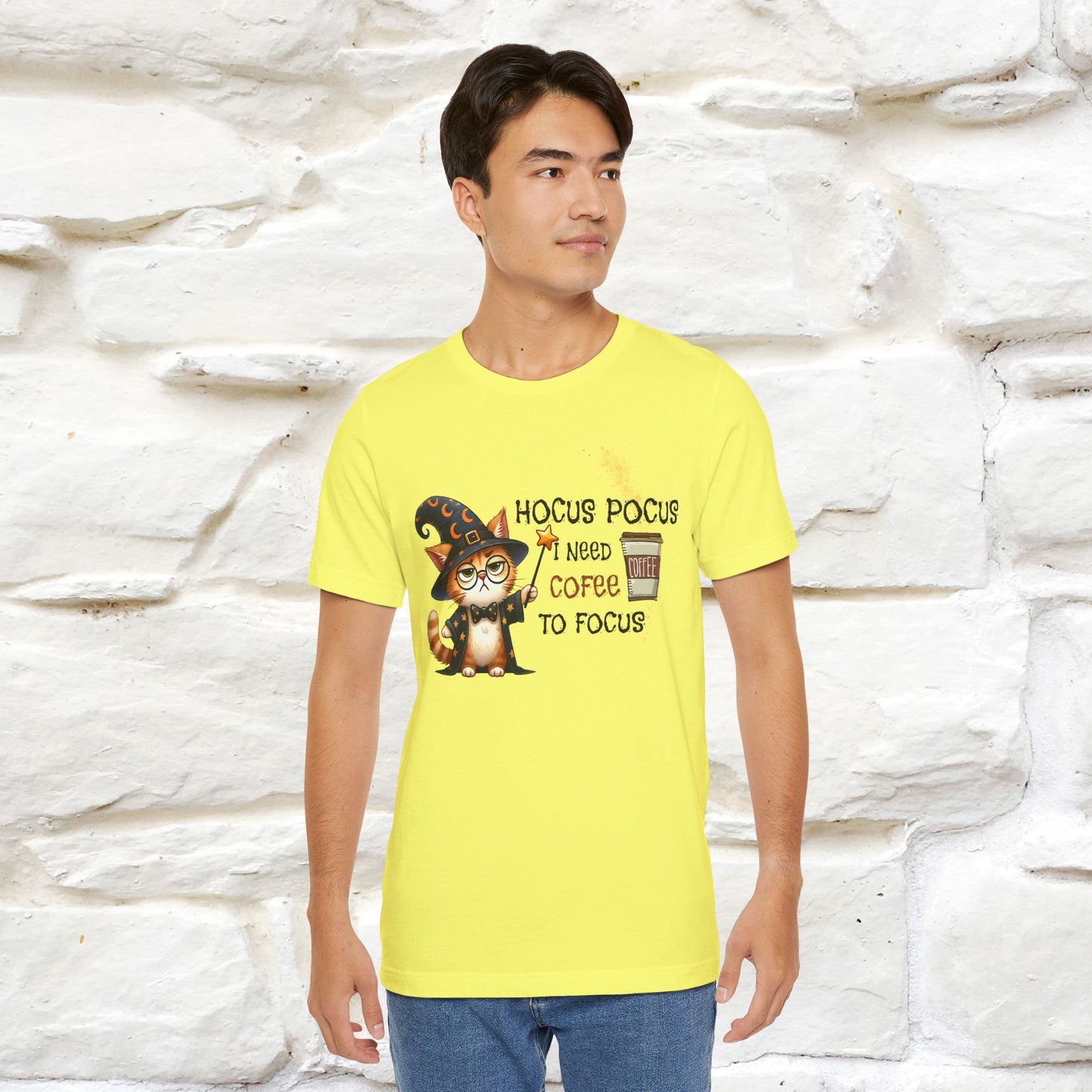 ''Hocus Pocus I Need Coffe To Focus'' Funny Cat Shirt | Nunu&Miao Studio
