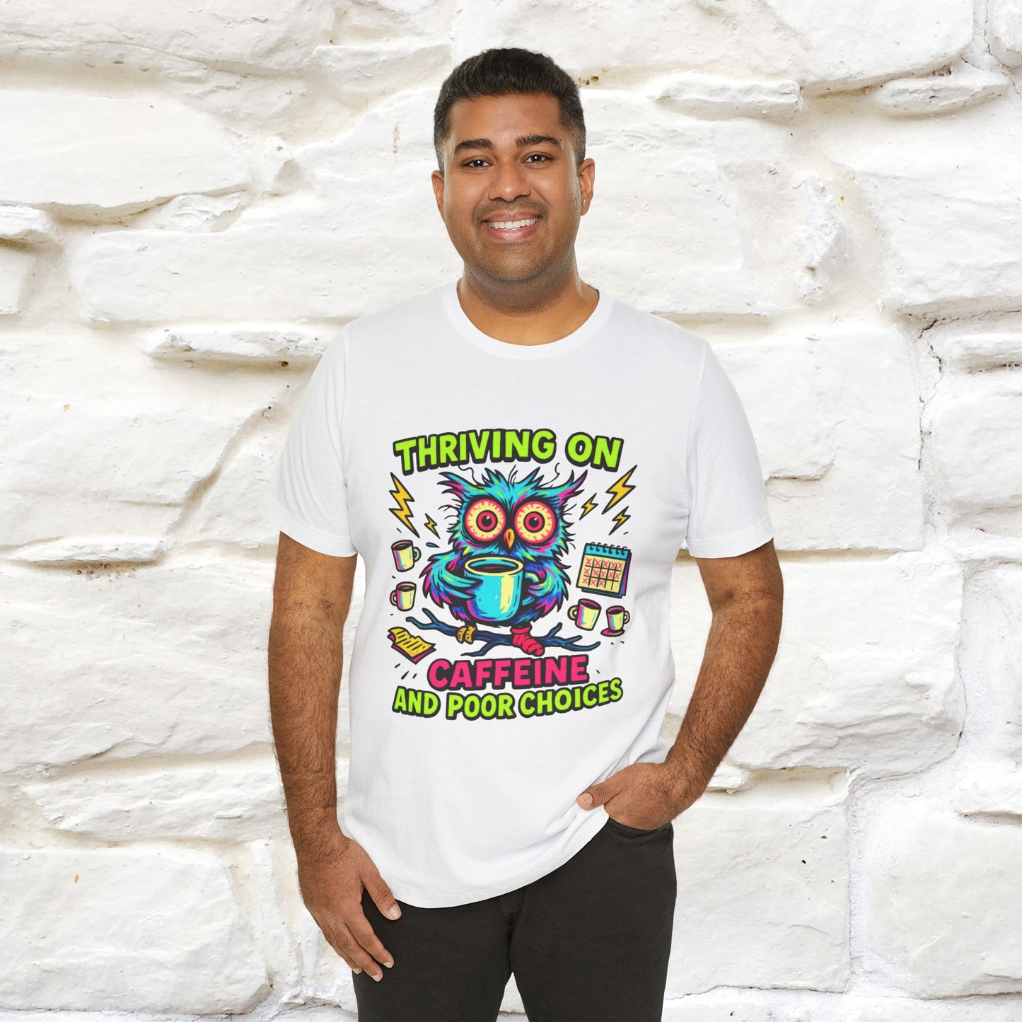 ''Thriving On Caffeine And Poor Choices''| Sarcastic Cat T-Shirt | Nunu&Miao Studio