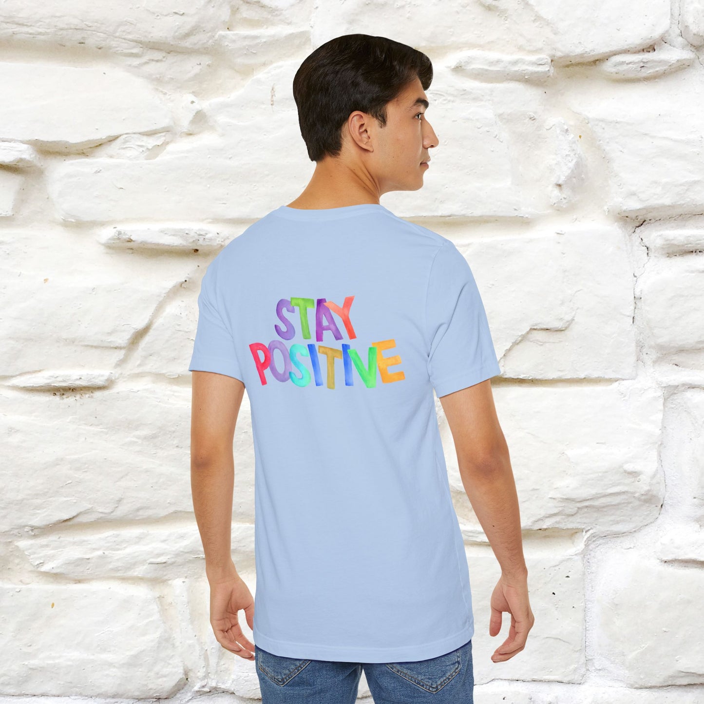 "Stay Positive'' Cat T-Shirt | Front & Back Design | Nunu&Miao Studio