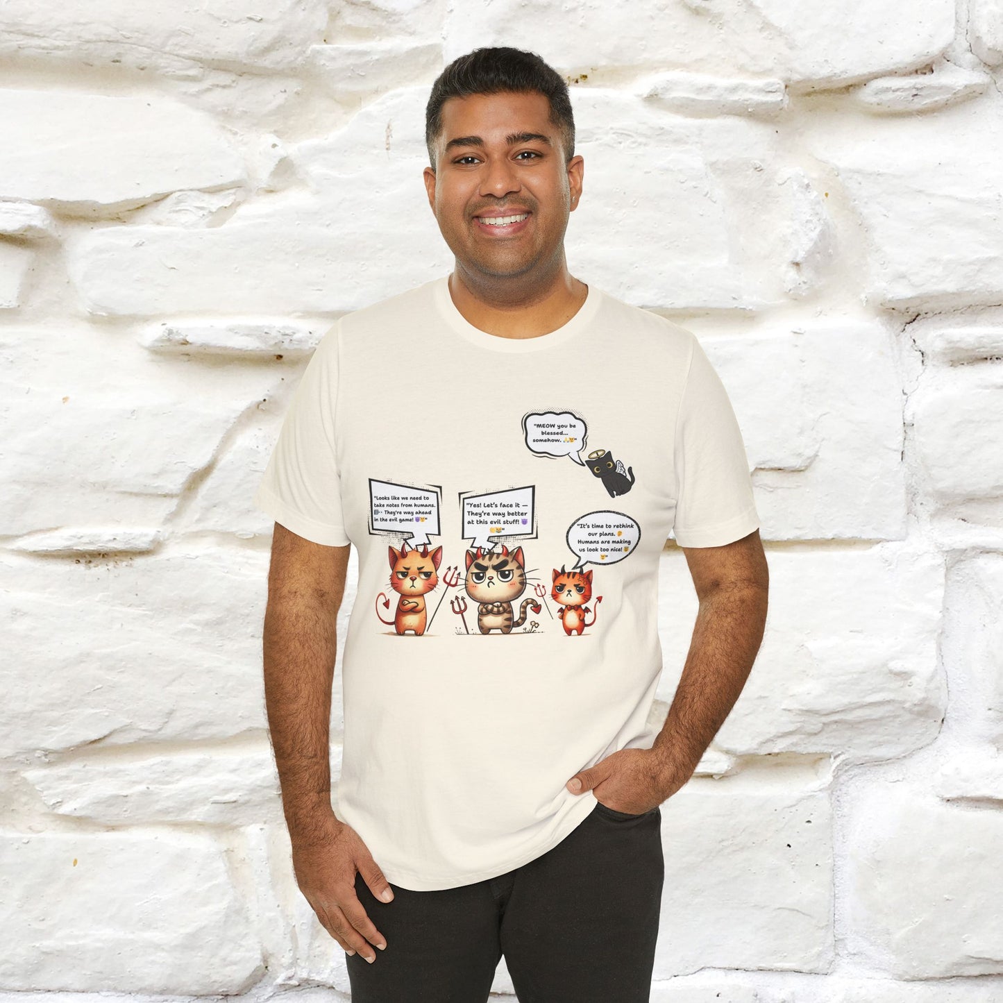 "Humans Are Way Ahead In The Evil Game! 😈😼" Cat T-shirt |Nunu&Miao Studio - Nunu&Miao Studio