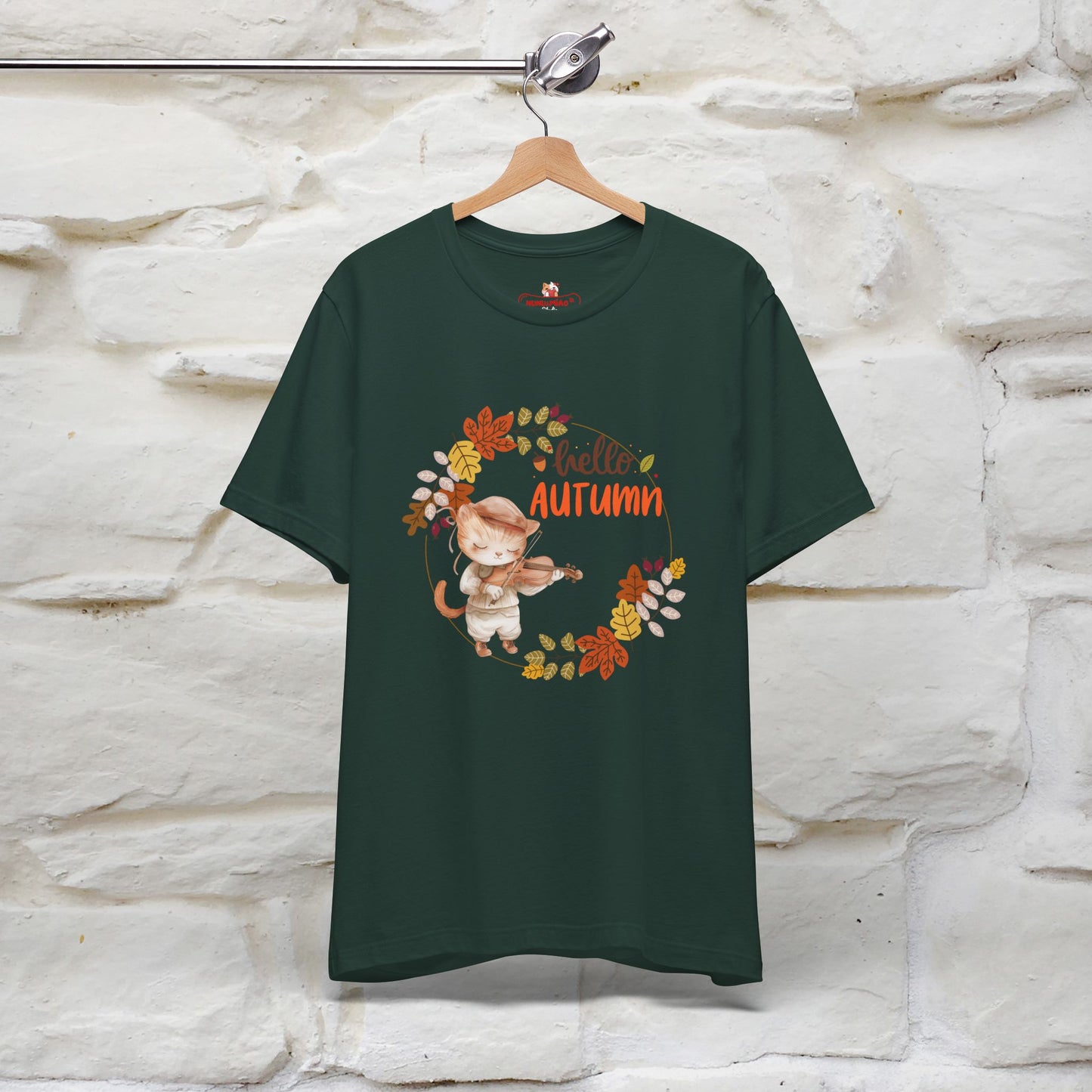 "Hello Autumn" Cat T-Shirt for Men & Women | 100% Cotton* | Cozy Fall Fashion - Nunu&Miao Studio