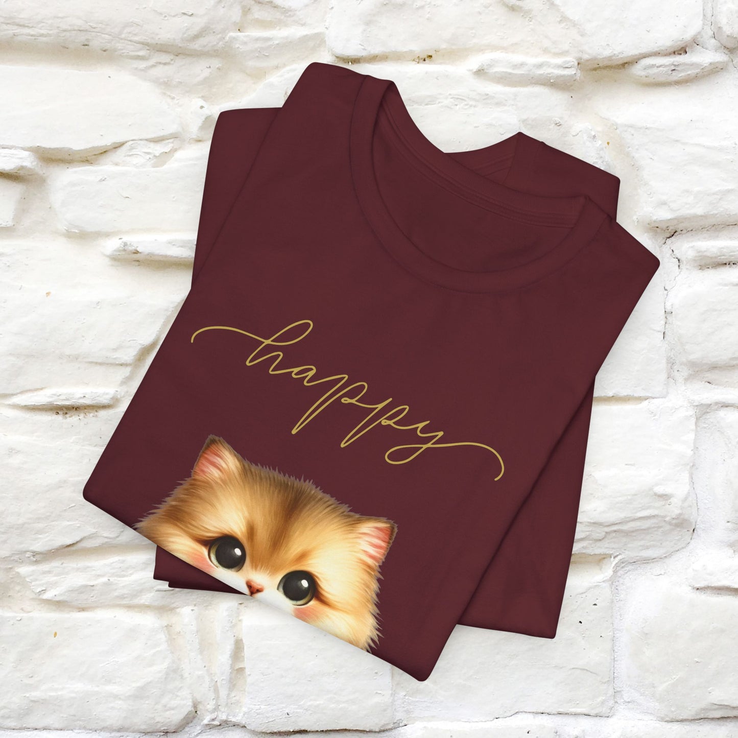 "Happy" Cat T-Shirt for Women | 100% Cotton* 🐾 - Nunu&Miao Studio