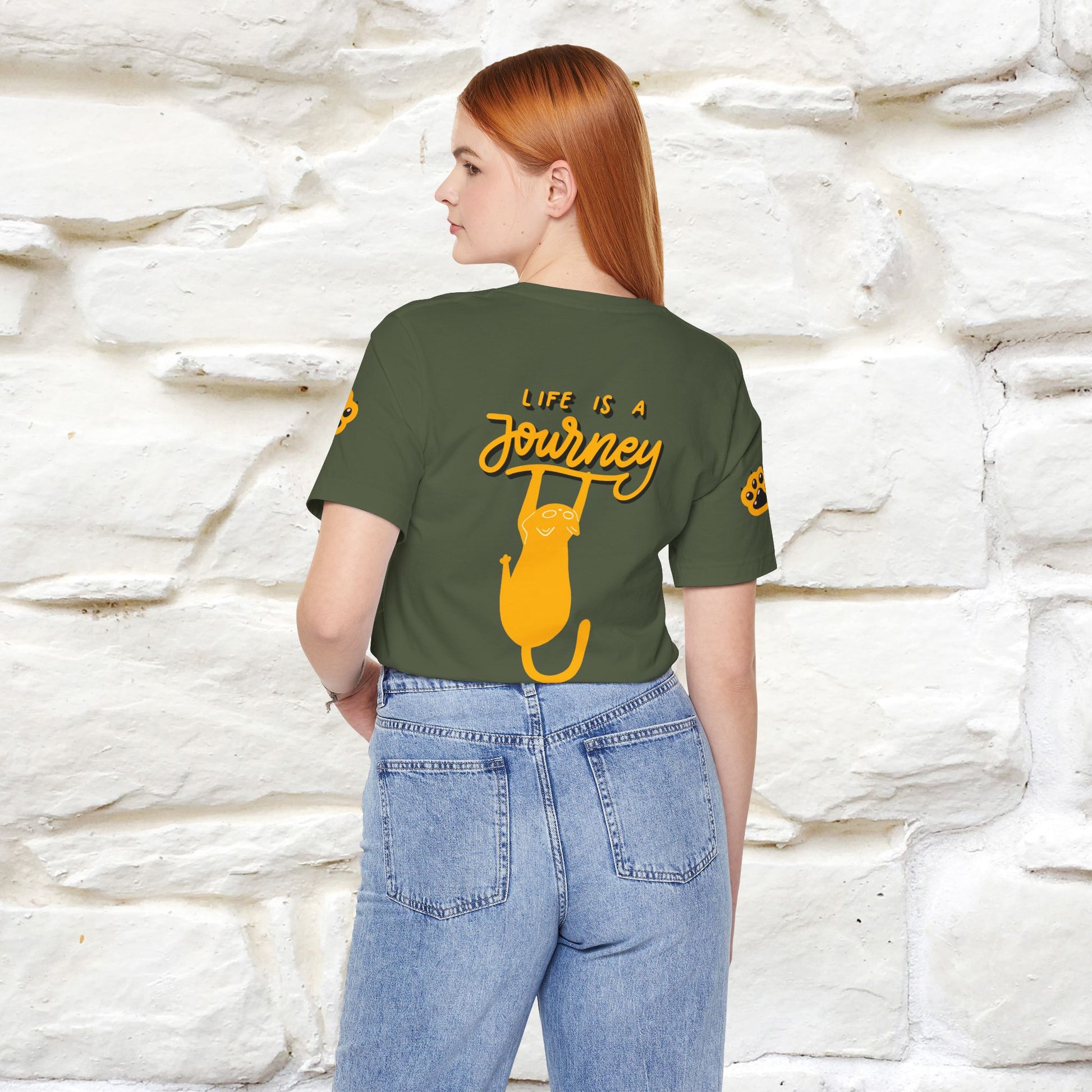 "Life Is A Journey'' Cat T-Shirt | Front & Back Design | Nunu&Miao Studio - Nunu&Miao Studio