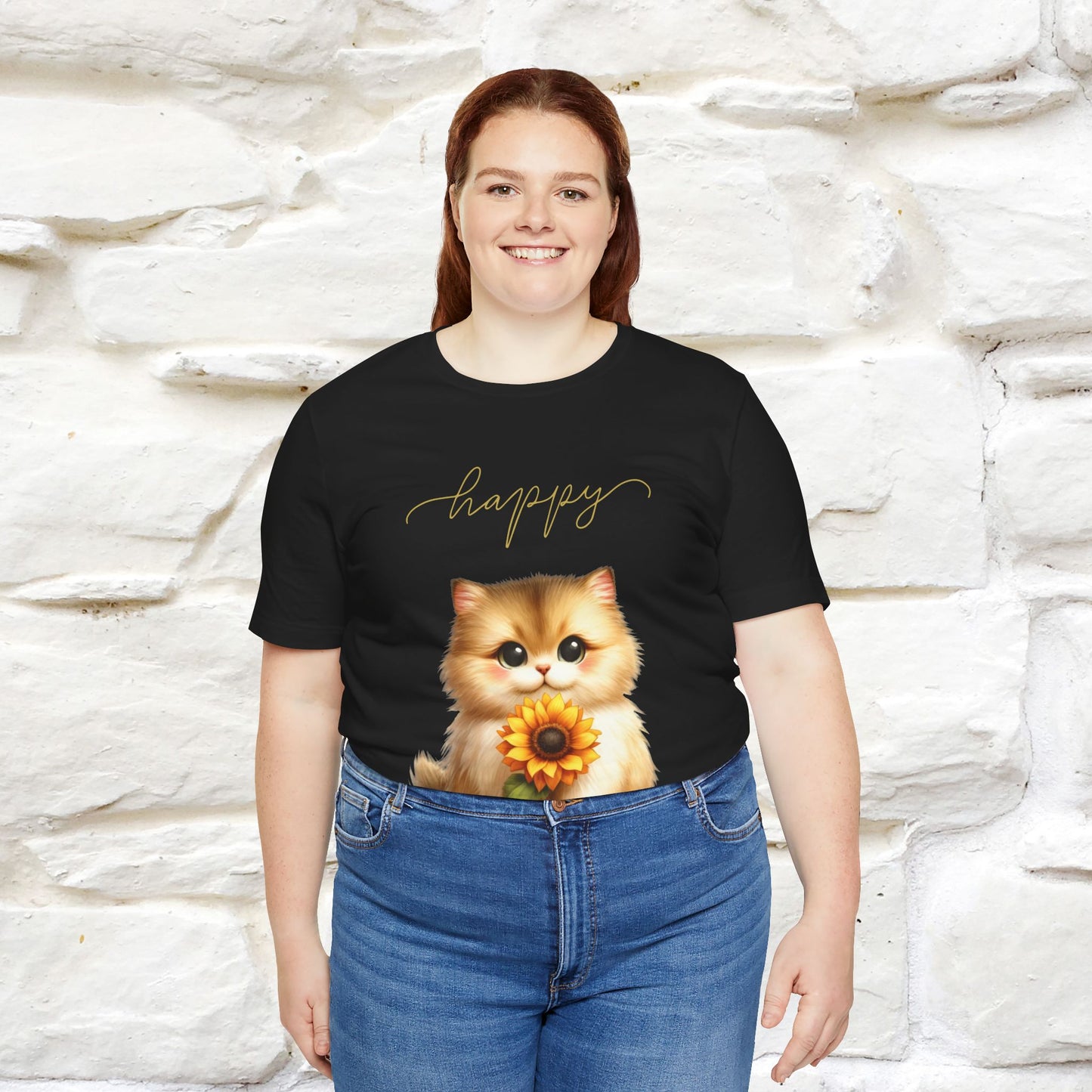 "Happy" Cat T-Shirt for Women | 100% Cotton* 🐾 - Nunu&Miao Studio