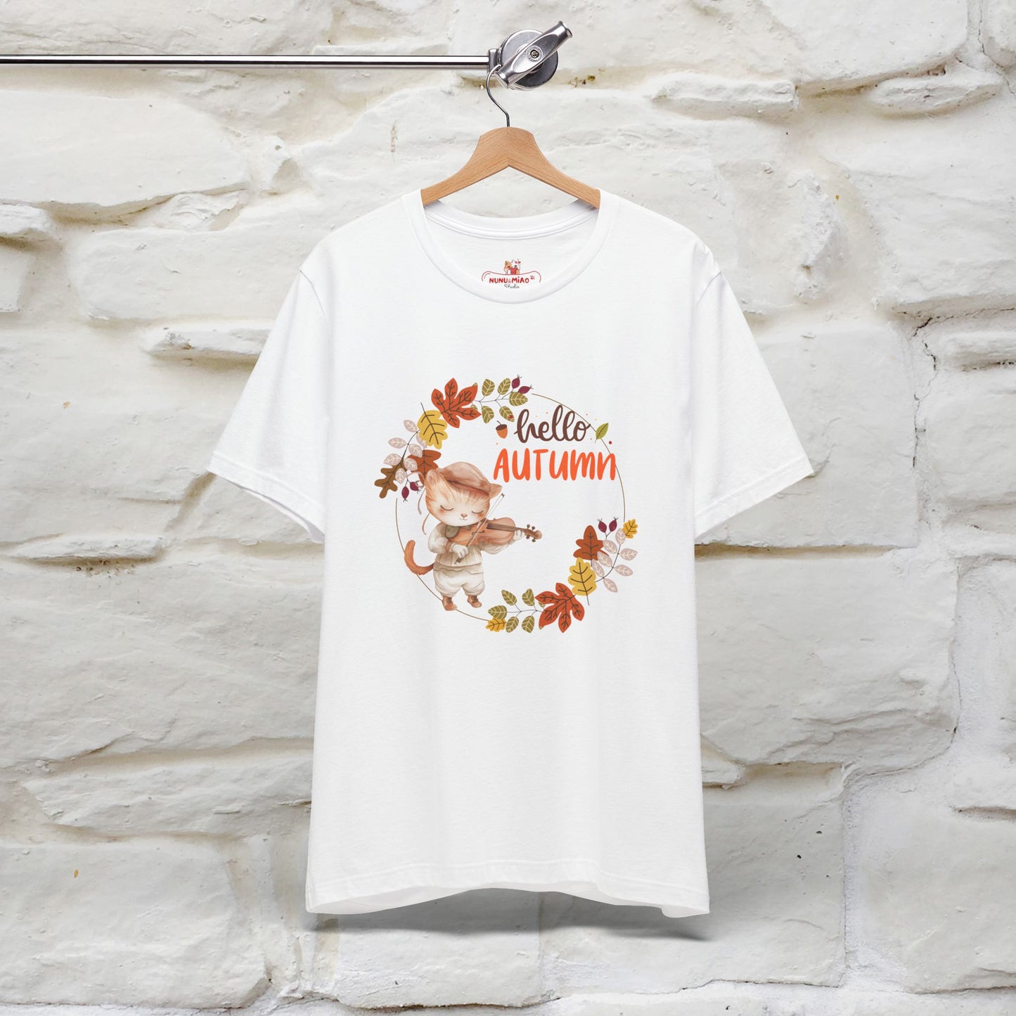 "Hello Autumn" Cat T-Shirt for Men & Women | 100% Cotton* | Cozy Fall Fashion - Nunu&Miao Studio