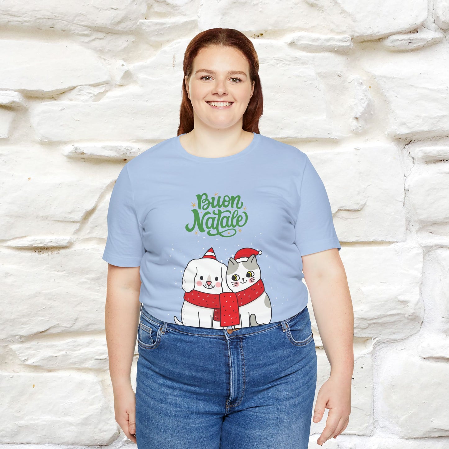 ''Buon Natale Cat and Dog'' Christmas T-shirt | Nunu&Miao Studio - Nunu&Miao Studio