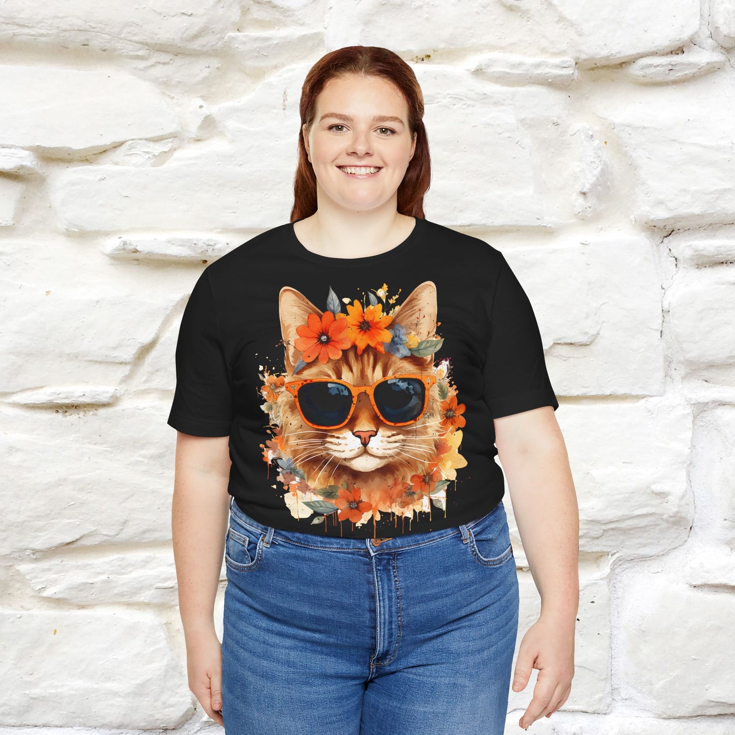 "Cool Cat in Bloom" T-shirt for Men and Women | 100% Cotton* - Nunu&Miao Studio