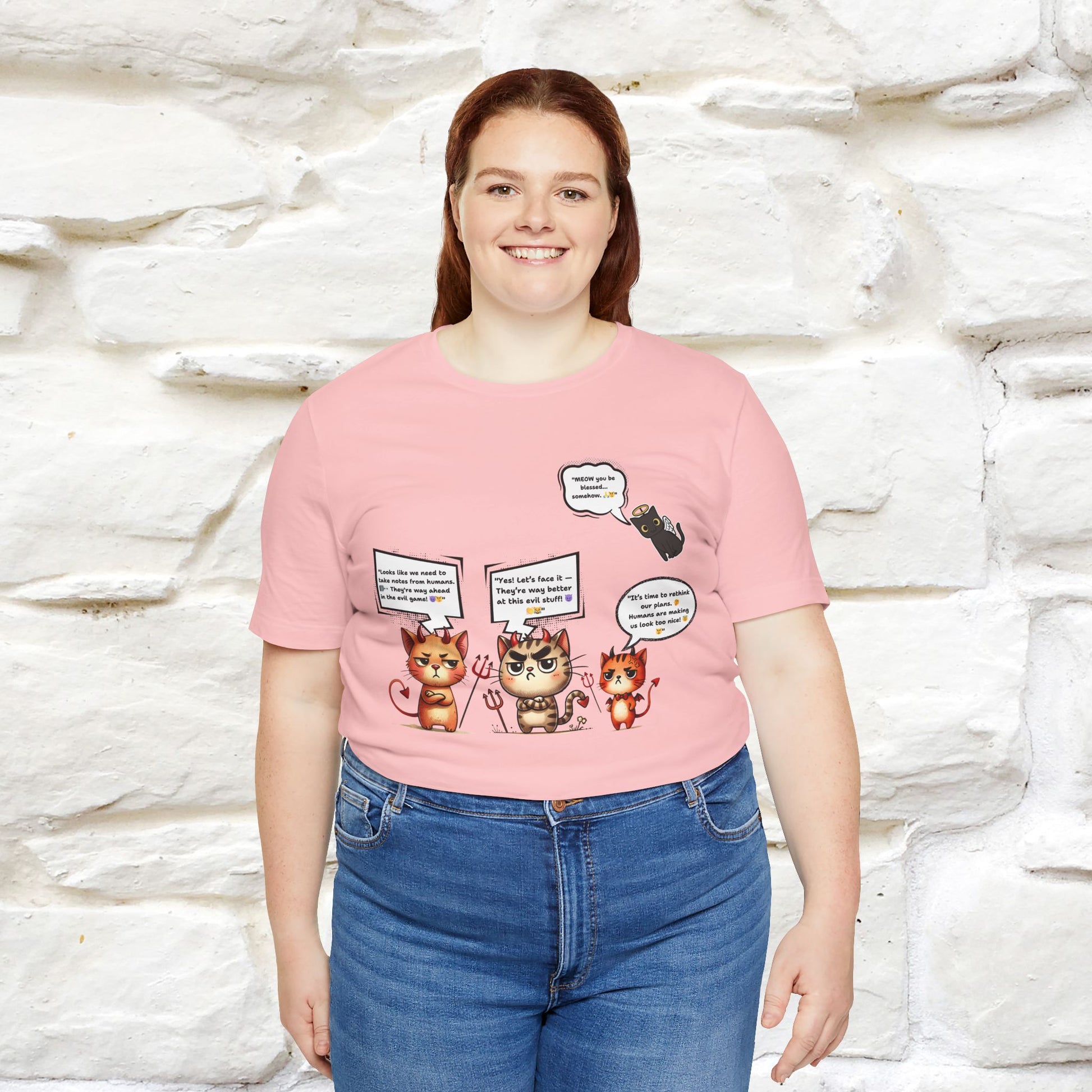 "Humans Are Way Ahead In The Evil Game! 😈😼" Cat  T-shirt |Nunu&Miao Studio - Nunu&Miao Studio