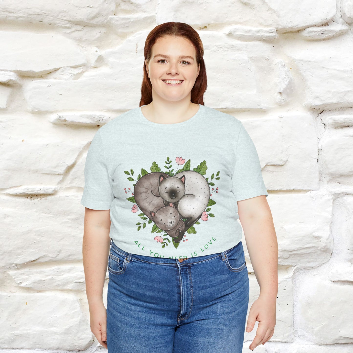 "All You Need Is Love" Cat T-Shirt | 100% Cotton* | Adorable Cat Apparel for Men & Women