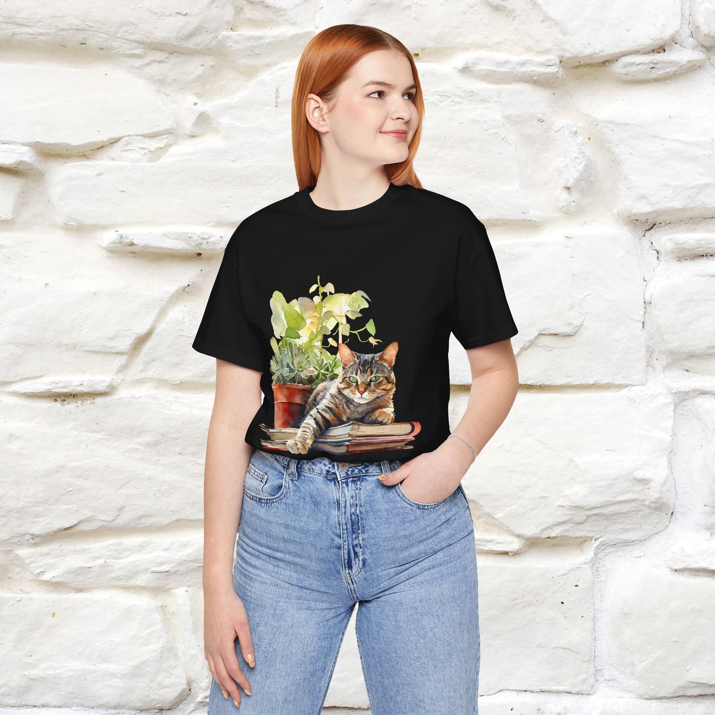 "Feline Bibliophile" T-Shirt for Men & Women | 100% Cotton* - Nunu&Miao Studio