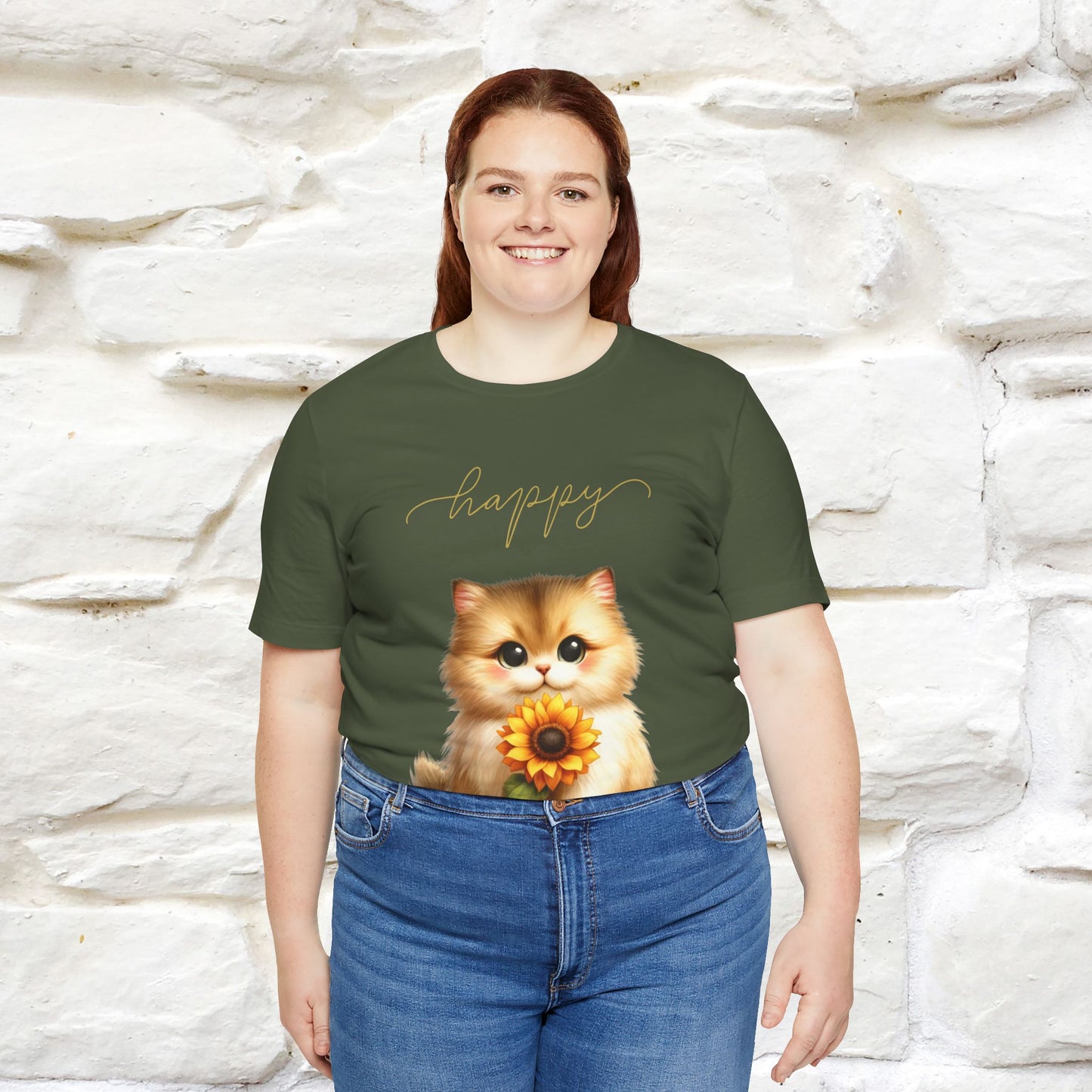 "Happy" Cat T-Shirt for Women | 100% Cotton* 🐾 - Nunu&Miao Studio