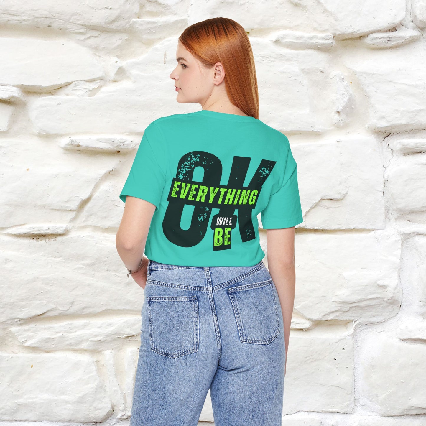 ''Everything Will Be Ok '' Cat T-Shirt Front and Back Design | Nunu&Miao Studio