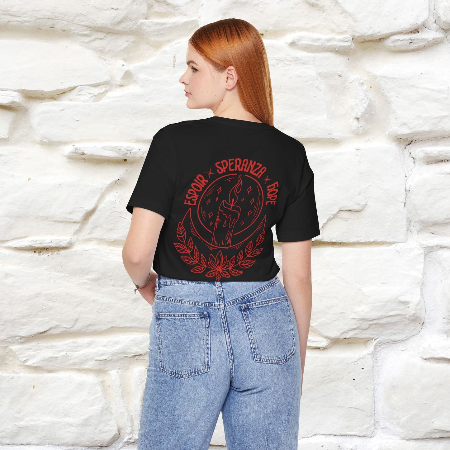 "Espoir Speranza Hope'' Cat T-Shirt Front and Back Design | Nunu&Miao Studio