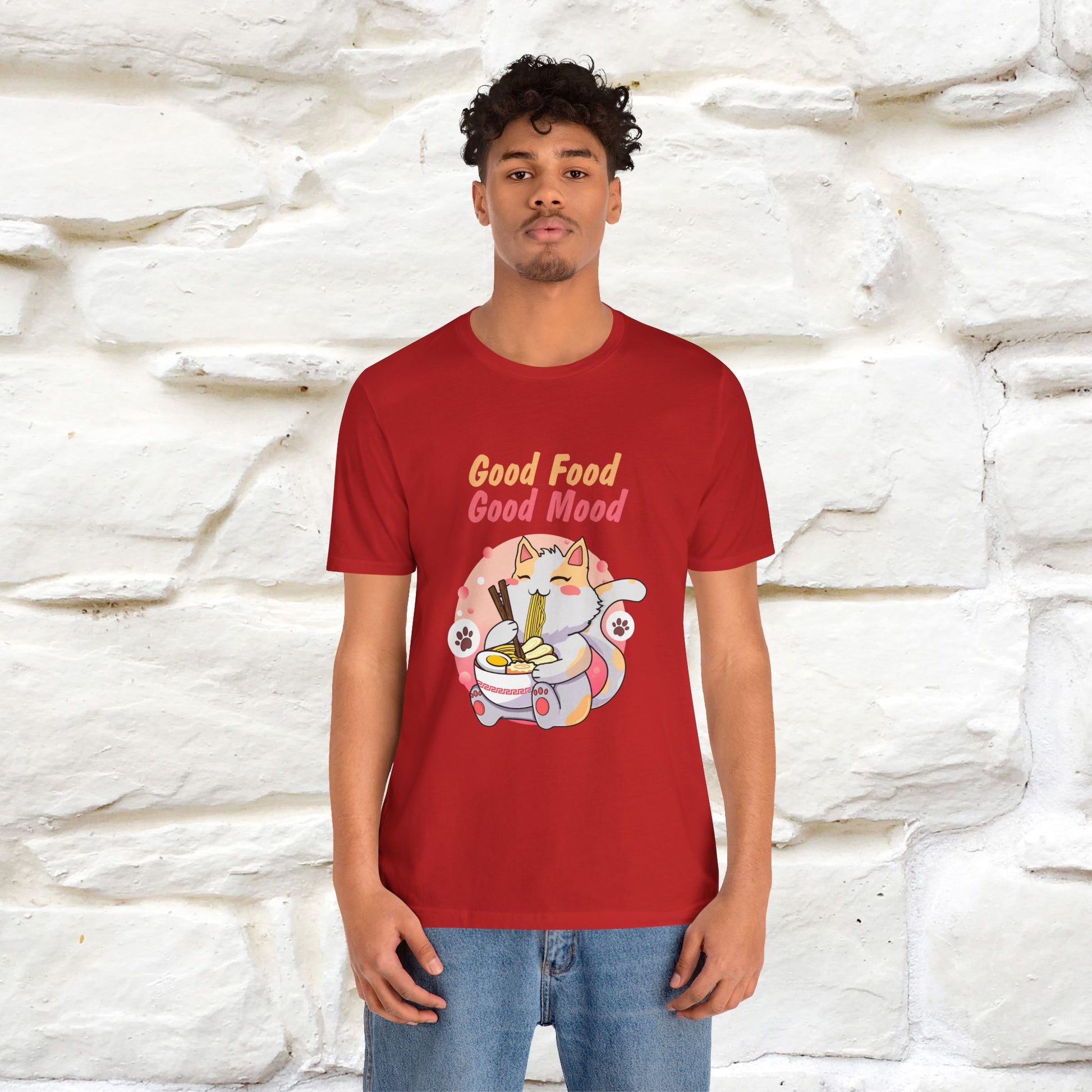"Good Food Good Mood" Cat T-shirt for Men & Women | 100% Cotton* - Nunu&Miao Studio
