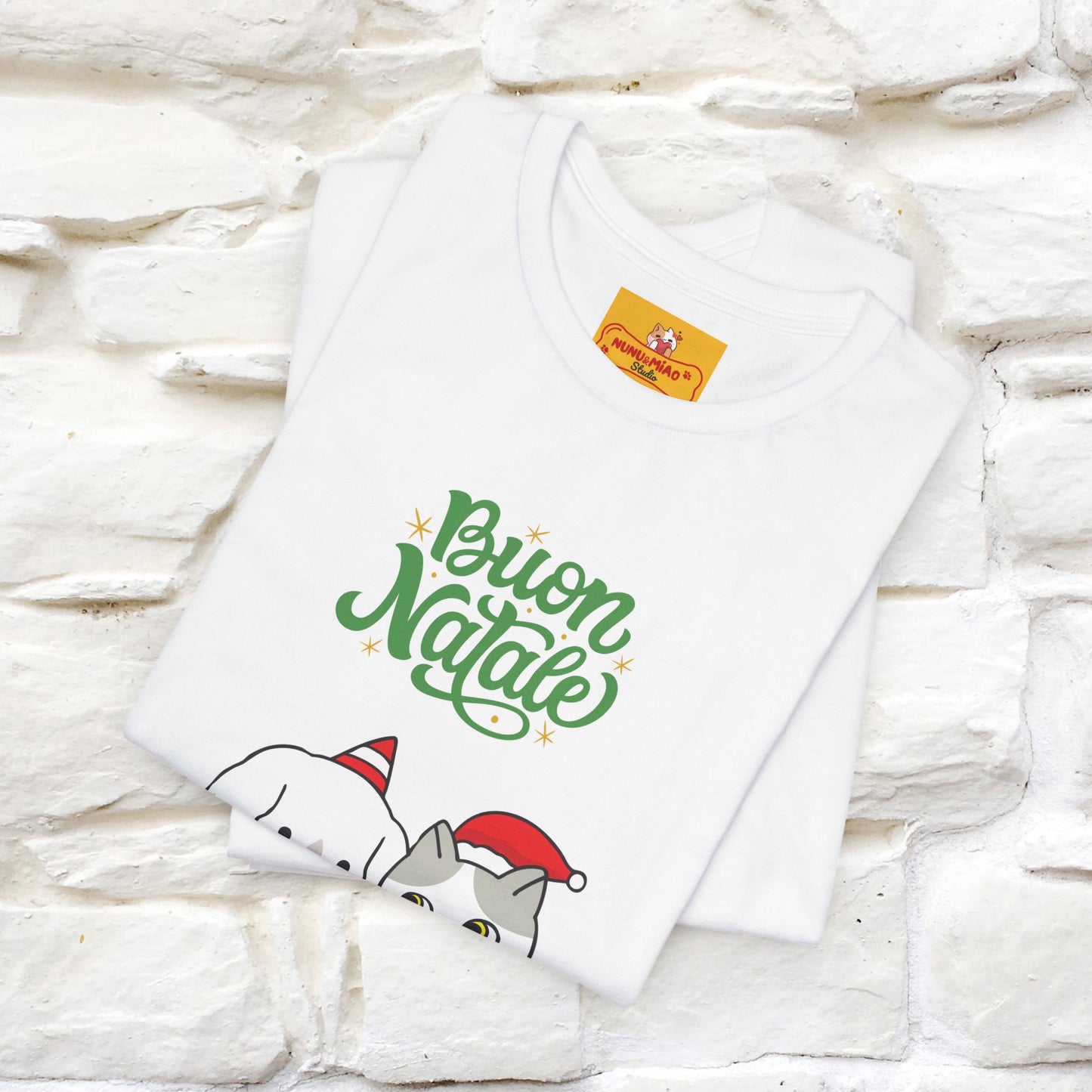 ''Buon Natale Cat and Dog'' Christmas T-shirt | Nunu&Miao Studio - Nunu&Miao Studio