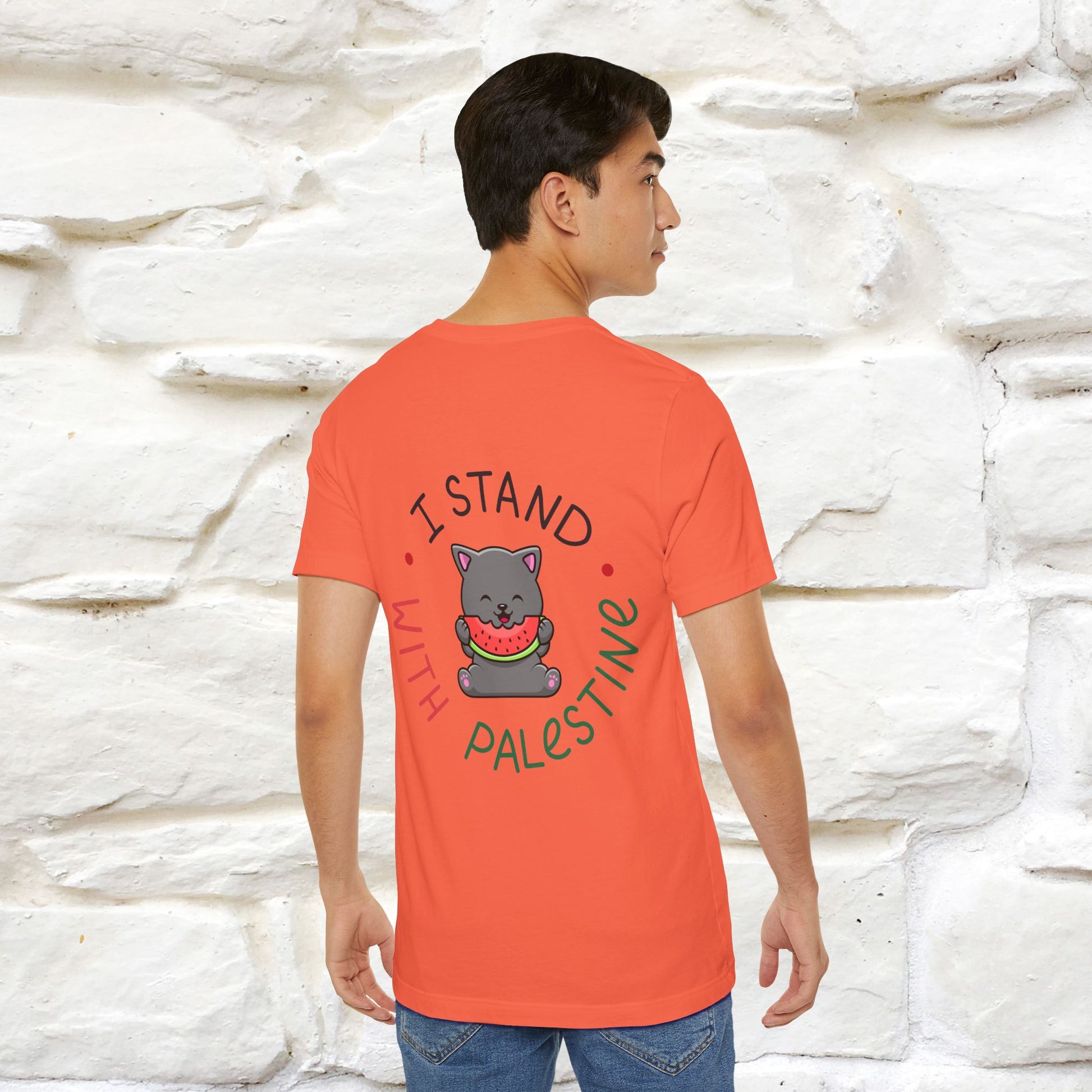 "I Stand With Palestine" Cat T-shirt | Front & Back Design |Nunu&Miao Studio - Nunu&Miao Studio