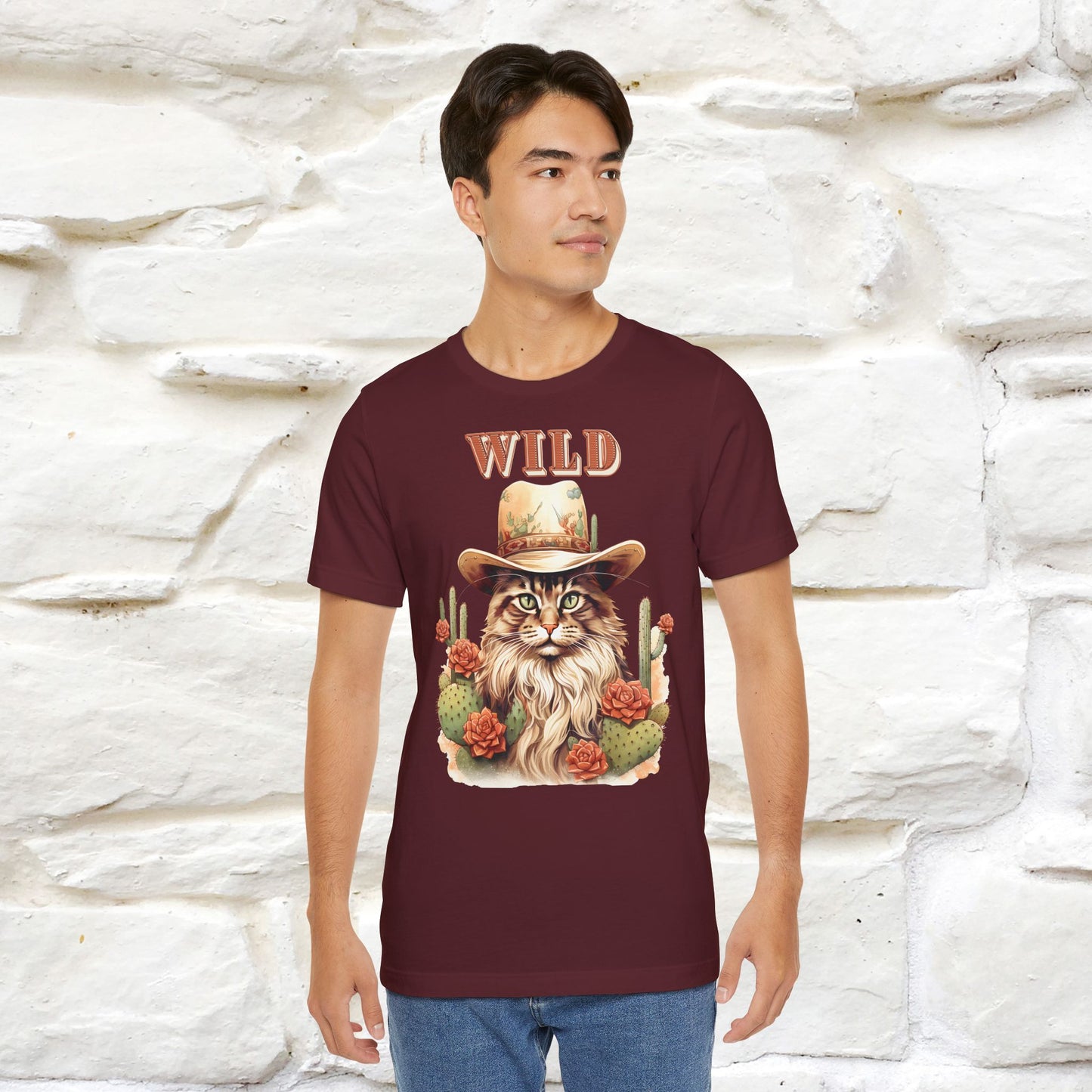Wild Cowboy Cat T-Shirt for Men & Women | 100% Cotton* Adventure Tee - Nunu&Miao Studio