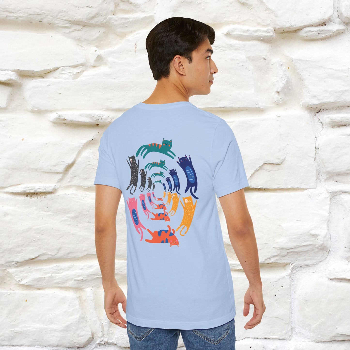 "The Hypnotic Meow'' Cat T-Shirt Front and Back Design | Nunu&Miao Studio