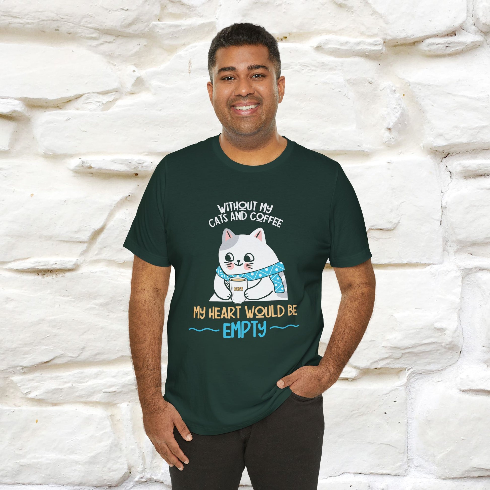 "Without My Cats and Coffee, My Heart Would Be Empty" Cat T-shirt | Nunu&Miao Studio - Nunu&Miao Studio