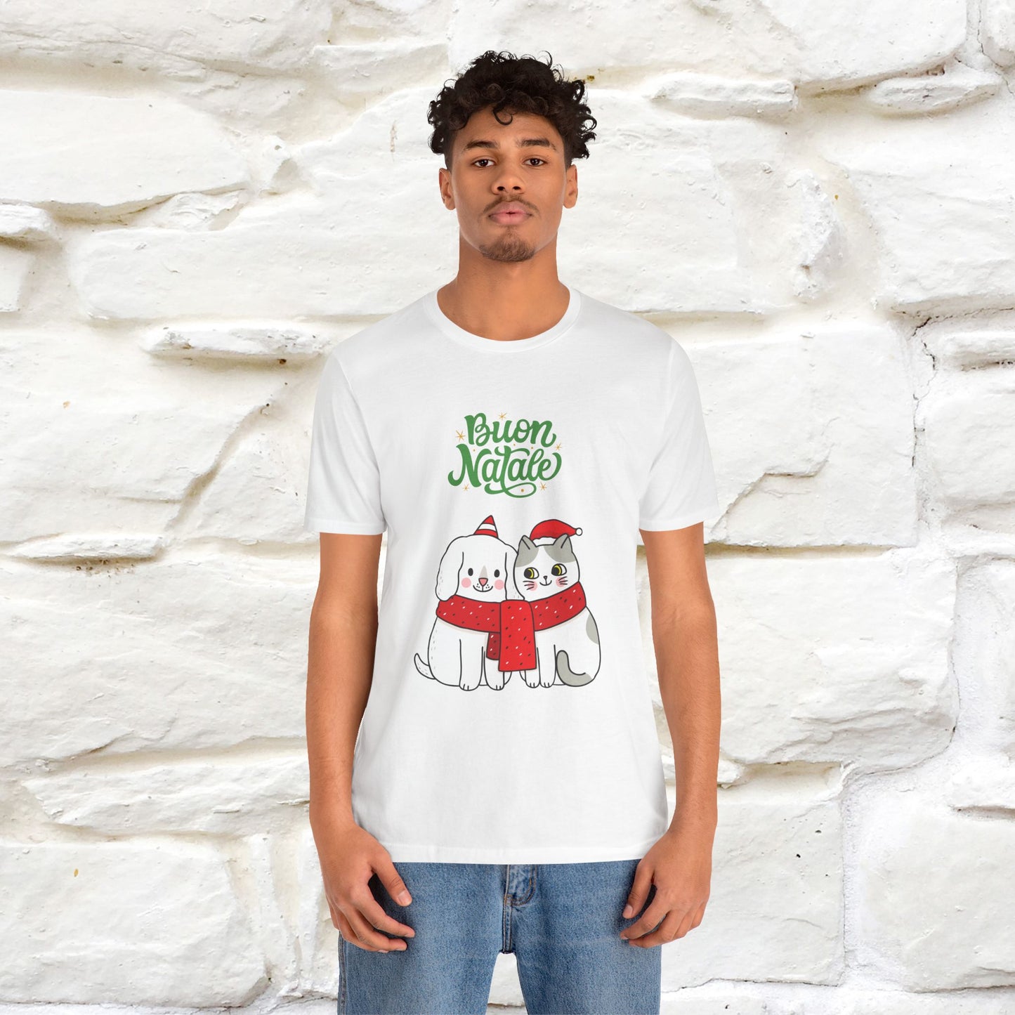 ''Buon Natale Cat and Dog'' Christmas T-shirt | Nunu&Miao Studio - Nunu&Miao Studio