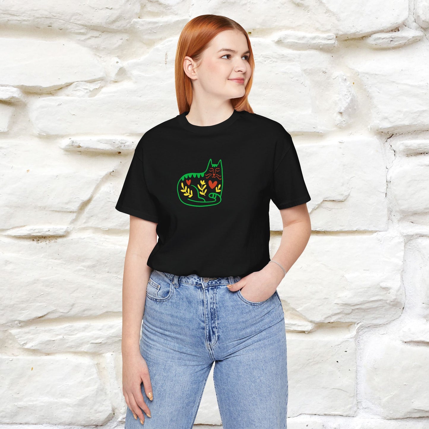 ''Floral Abstract'' Cat T-Shirt Front and Back Design | Nunu&Miao Studio
