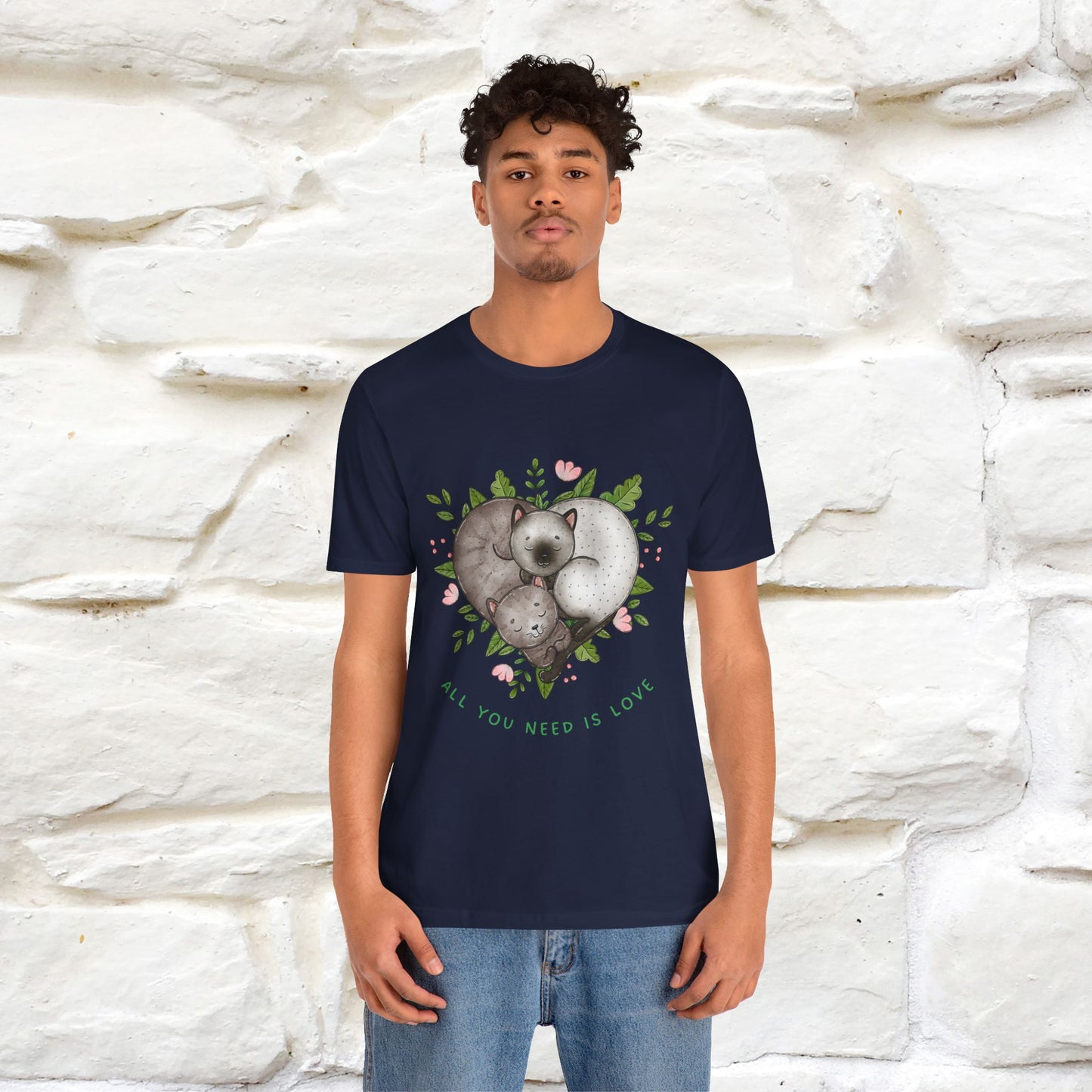 "All You Need Is Love" Cat T-Shirt | 100% Cotton* | Adorable Cat Apparel for Men & Women