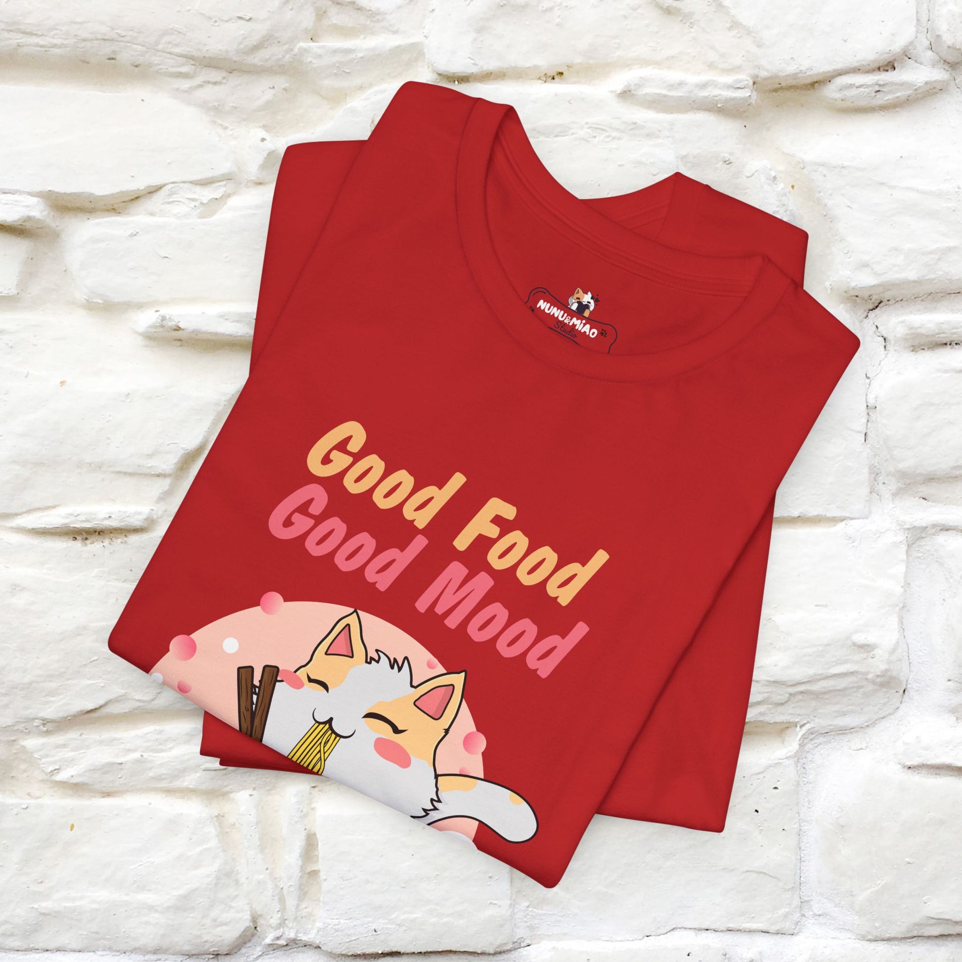 "Good Food Good Mood" Cat T-shirt for Men & Women | 100% Cotton* - Nunu&Miao Studio