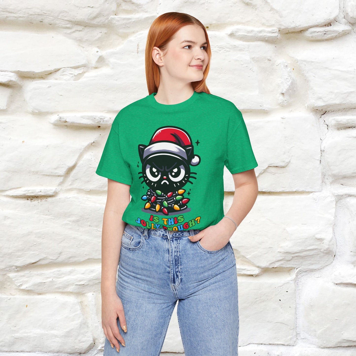Is This Jolly Enough? | Funny Cat Christmas Shirt for Men & Women | 100% Cotton*
