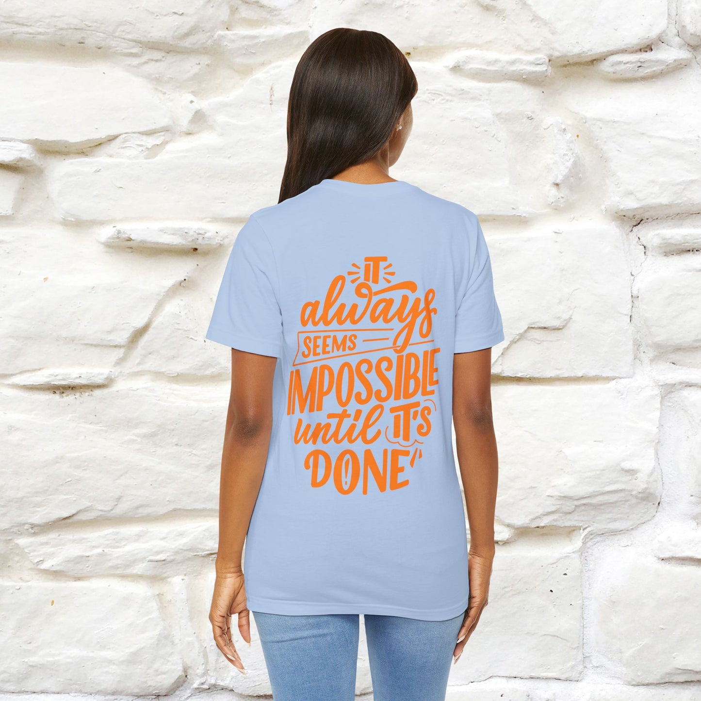 "It Always Seems Impossible Until It’s Done" Cat T-Shirt| Front & Back Design | Nunu&Miao Studio