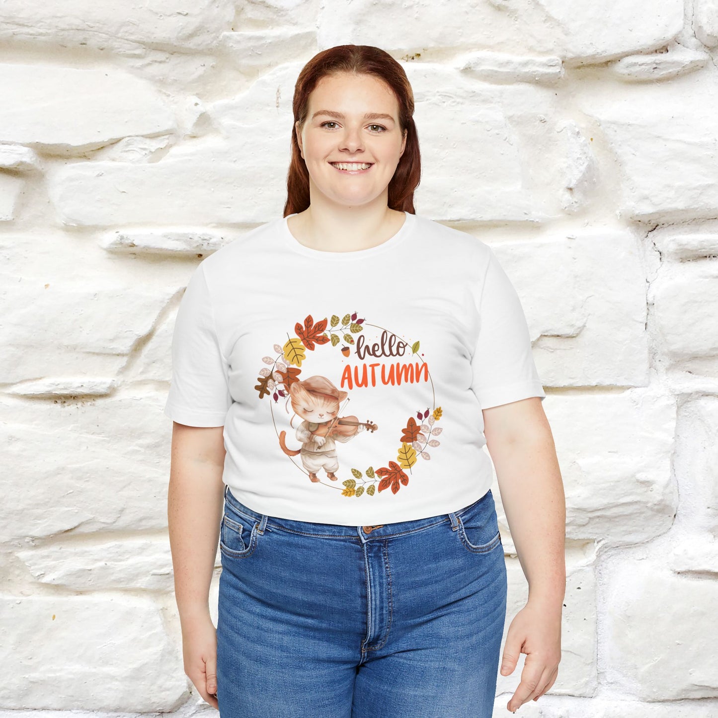 "Hello Autumn" Cat T-Shirt for Men & Women | 100% Cotton* | Cozy Fall Fashion - Nunu&Miao Studio
