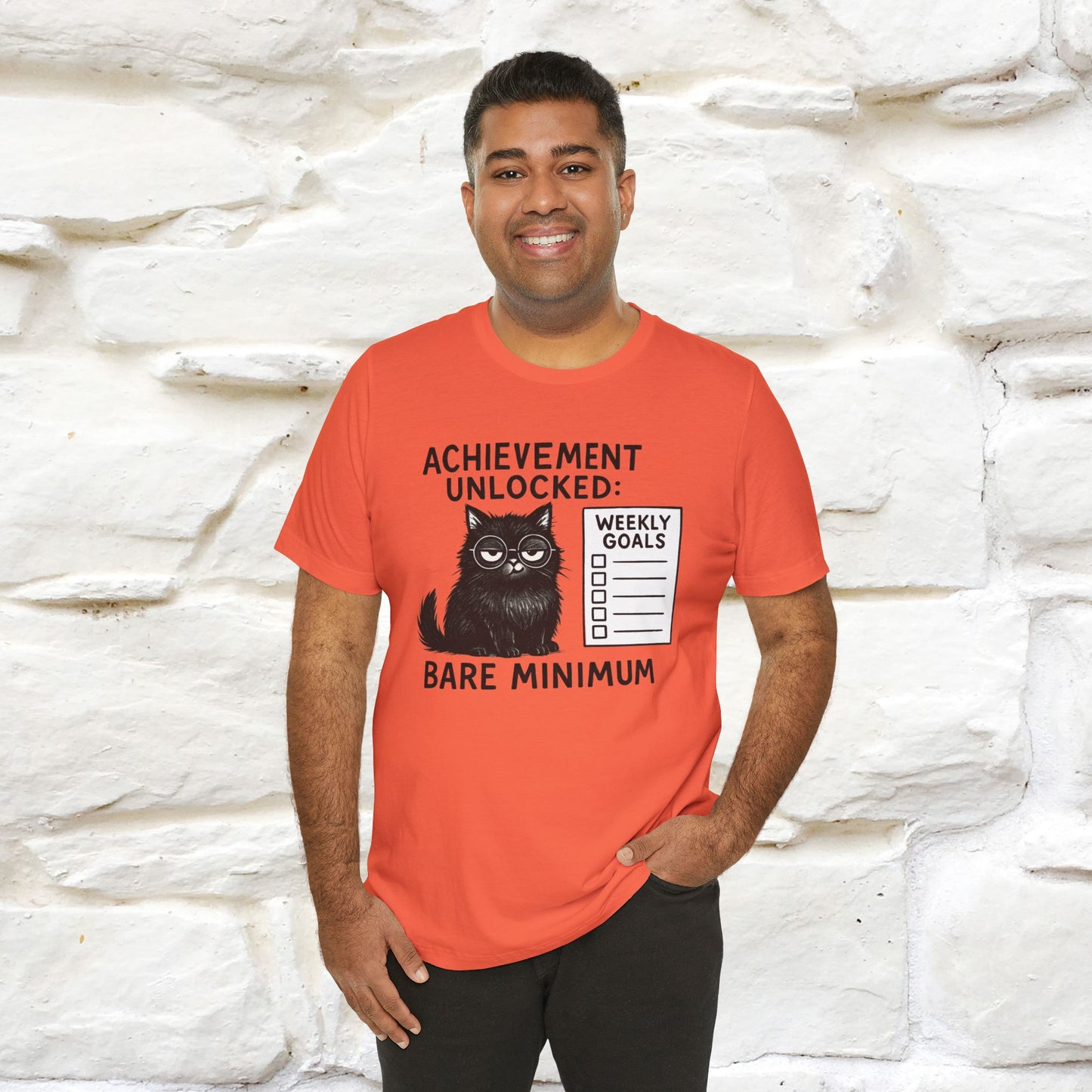 "Achievement Unlocked Bare Minimum." |Cat T-Shirt | Nunu&Miao Studio