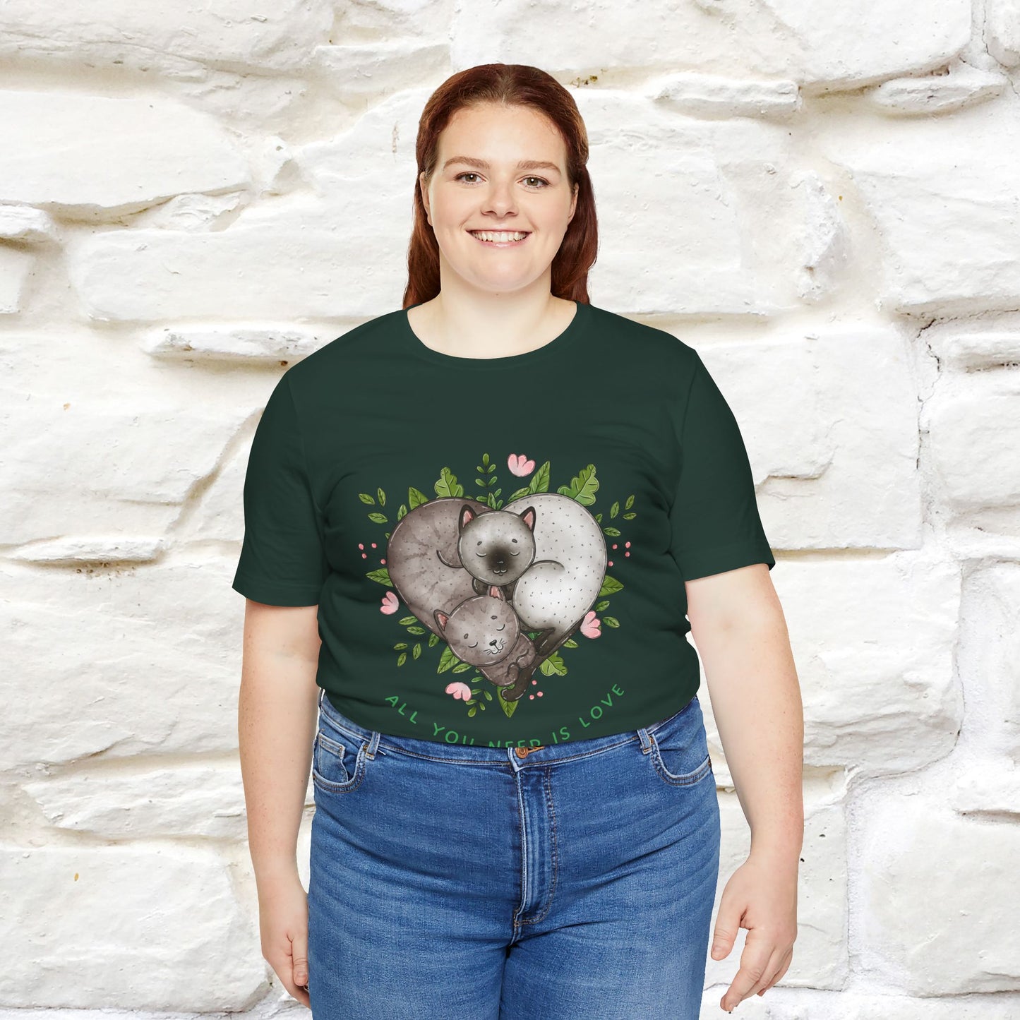 "All You Need Is Love" Cat T-Shirt | 100% Cotton* | Adorable Cat Apparel for Men & Women