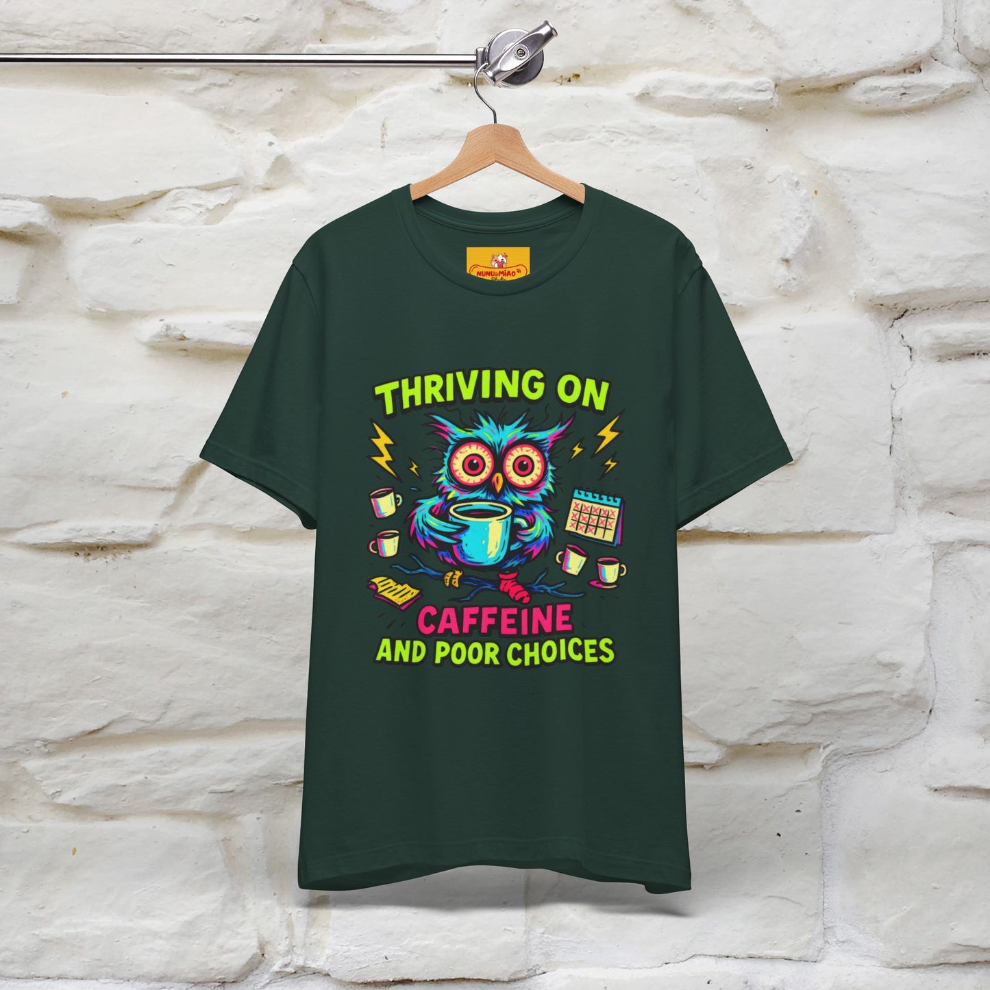 ''Thriving On Caffeine And Poor Choices''| Sarcastic Cat T-Shirt | Nunu&Miao Studio
