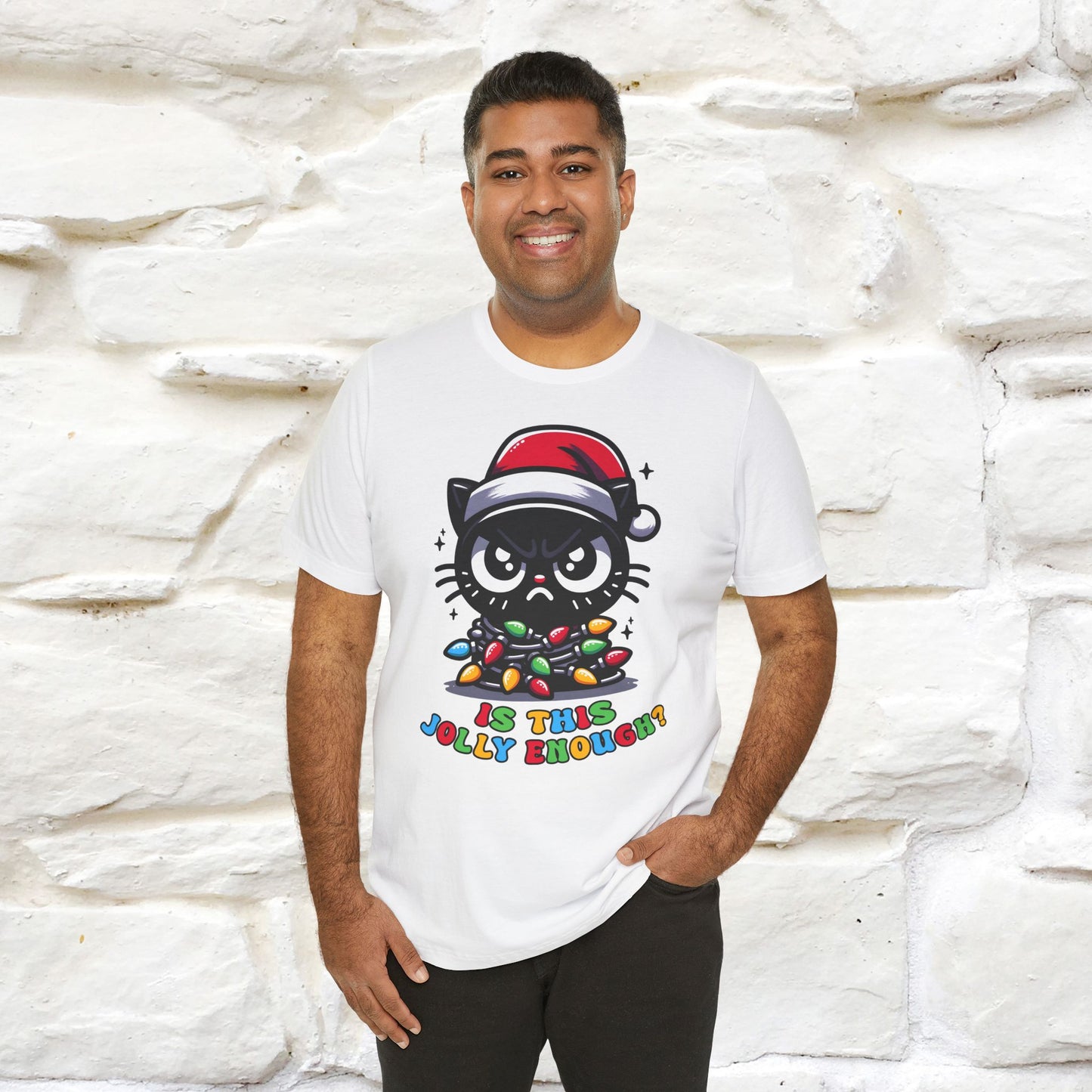 Is This Jolly Enough? | Funny Cat Christmas Shirt for Men & Women | 100% Cotton*