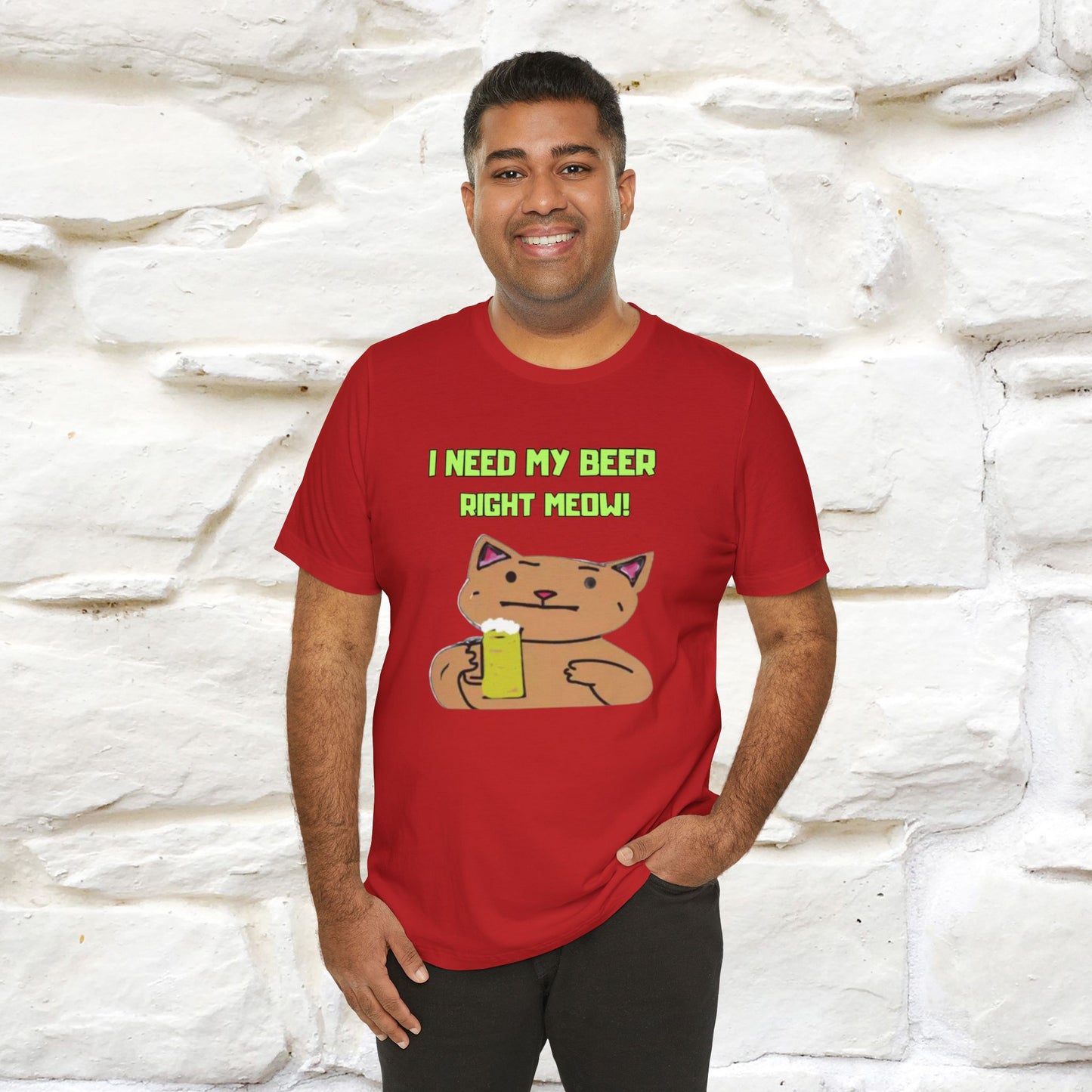 "I Need My Beer Right Meow!" Cat T-shirt |Nunu&Miao Studio