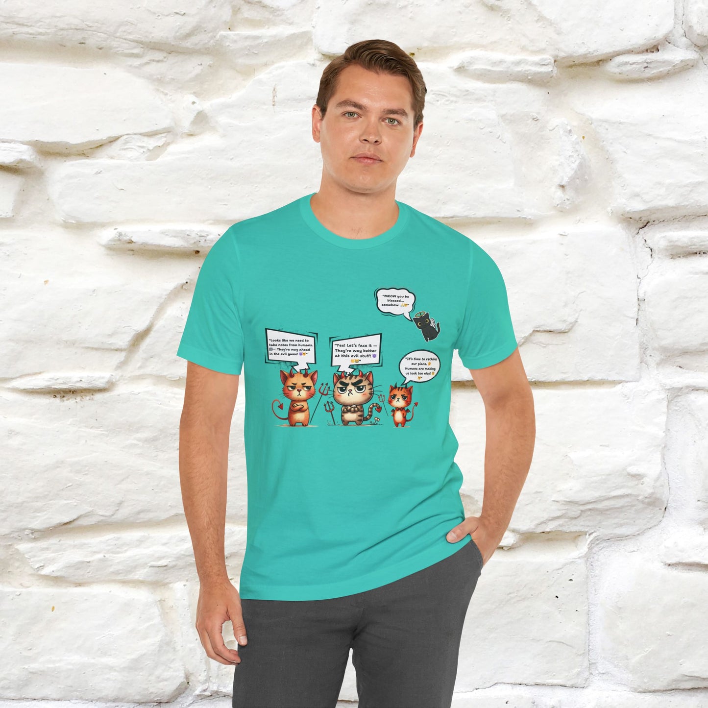 "Humans Are Way Ahead In The Evil Game! 😈😼" Cat T-shirt |Nunu&Miao Studio