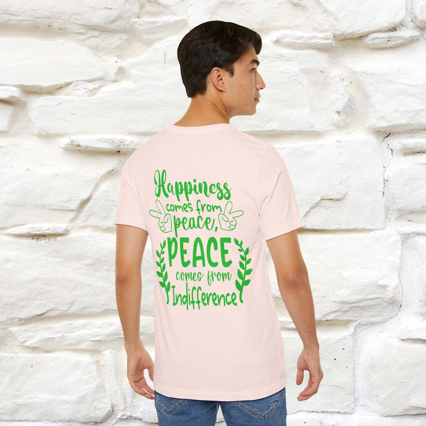 "Happiness Comes From Peace, Peace Comes From Indifference" Cat T-Shirt| Front & Back Design | Nunu&Miao Studio