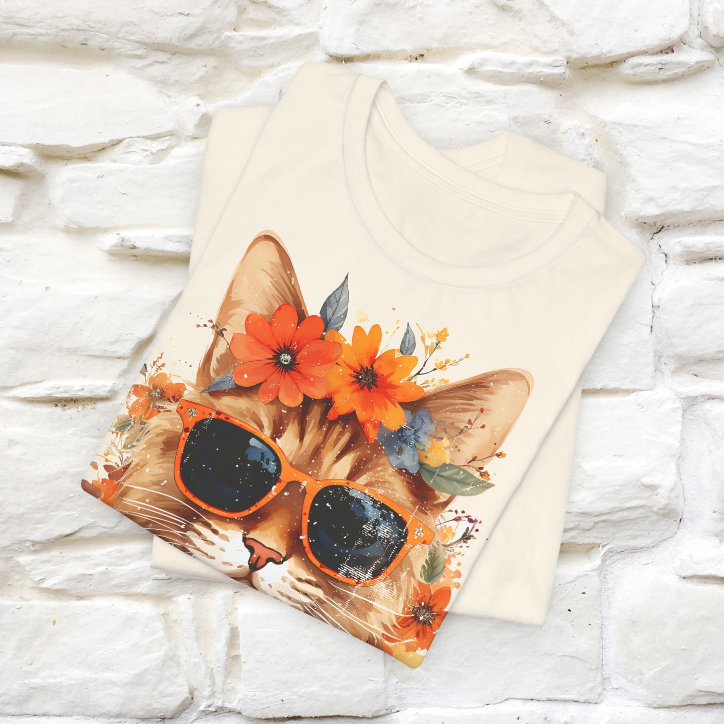"Cool Cat in Bloom" T-shirt for Men and Women | 100% Cotton* - Nunu&Miao Studio