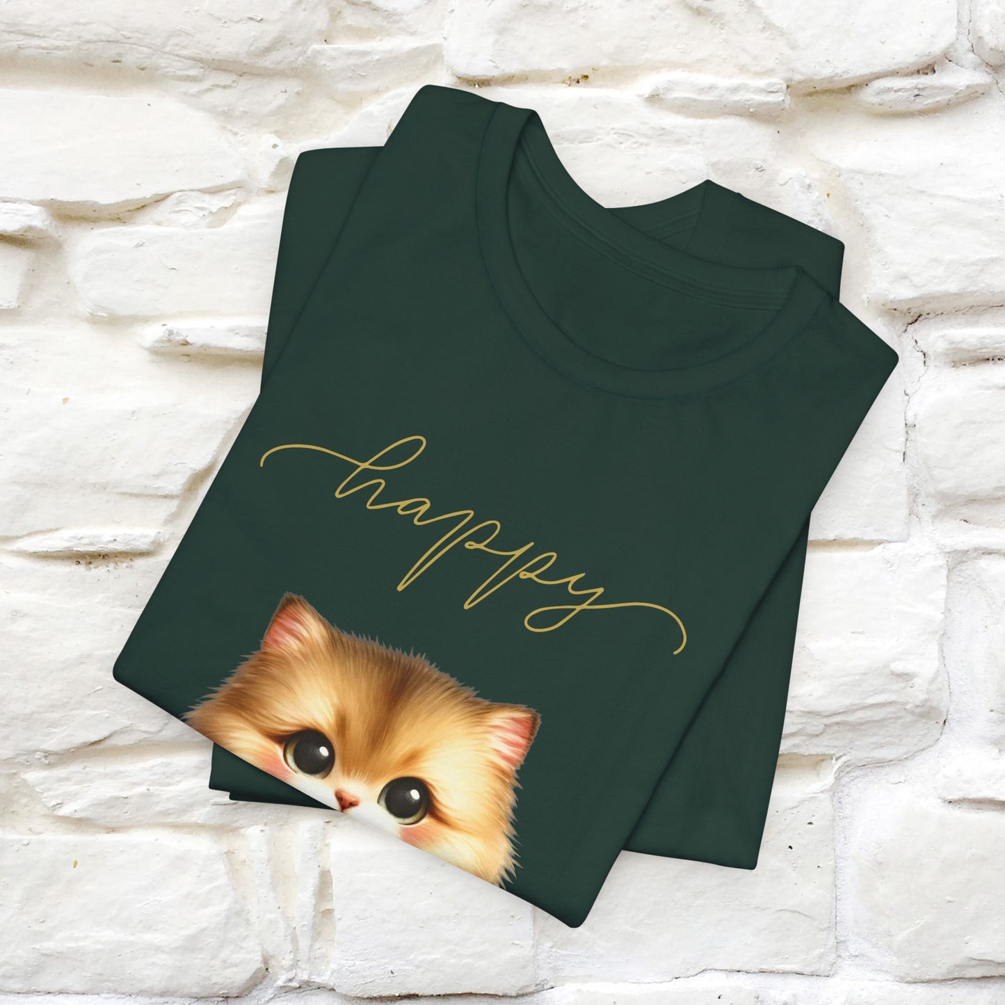 "Happy" Cat T-Shirt for Women | 100% Cotton* 🐾 - Nunu&Miao Studio